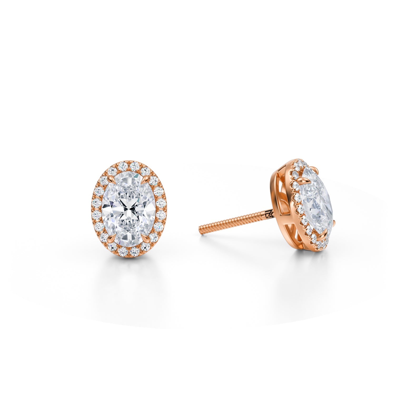 2 Carat Oval Halo Stud Earrings