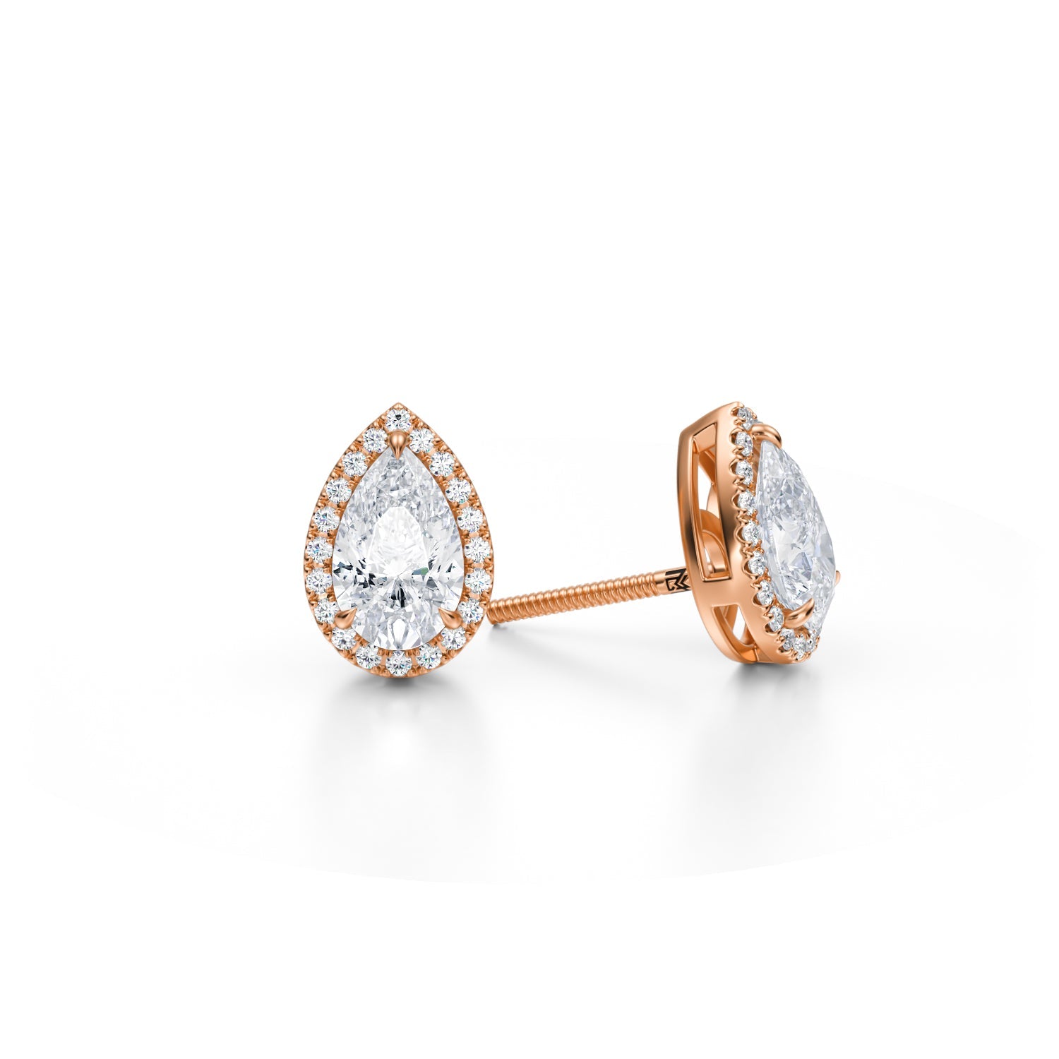 2 Carat Pear Halo Stud Earrings