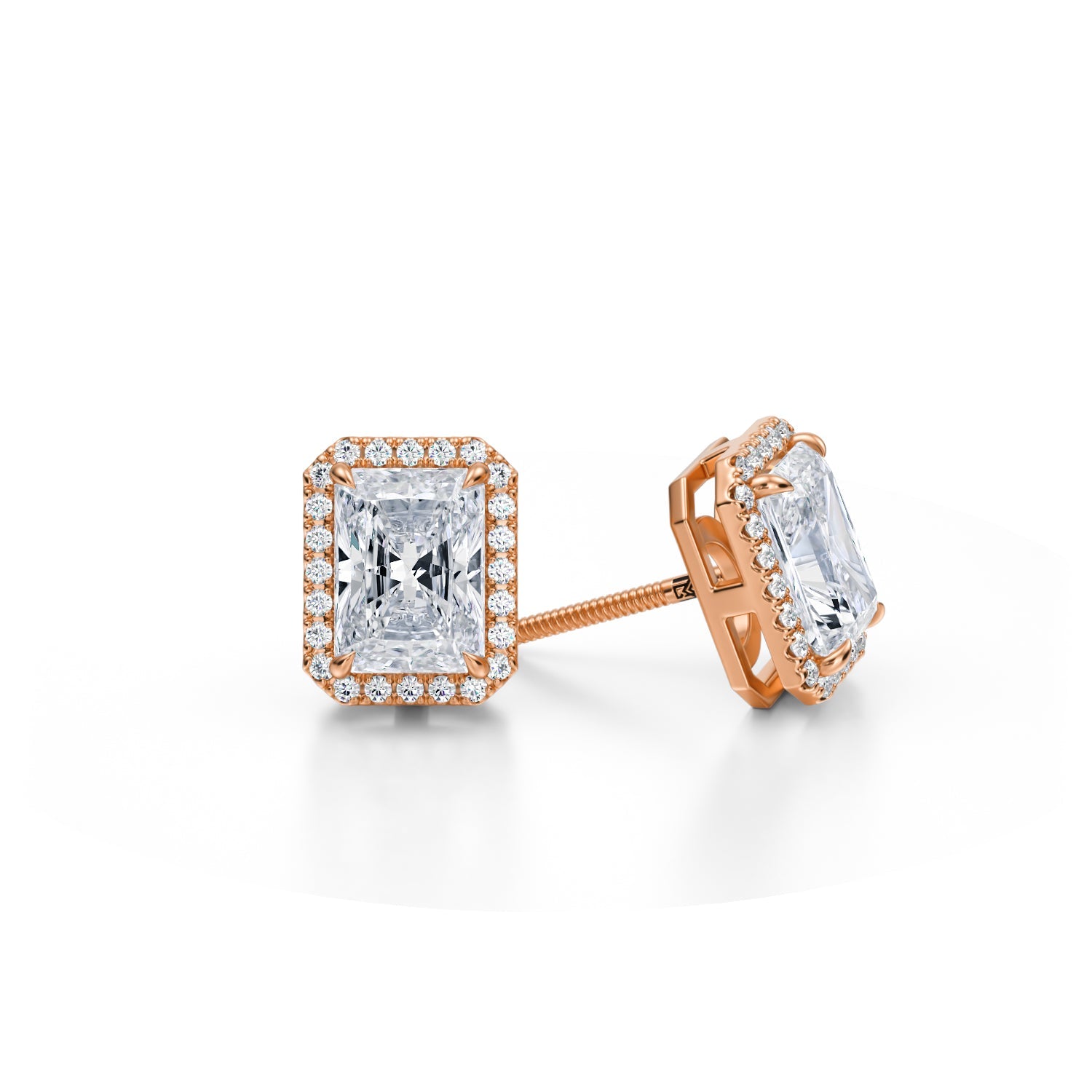 3 Carat Radiant Halo Stud Earrings