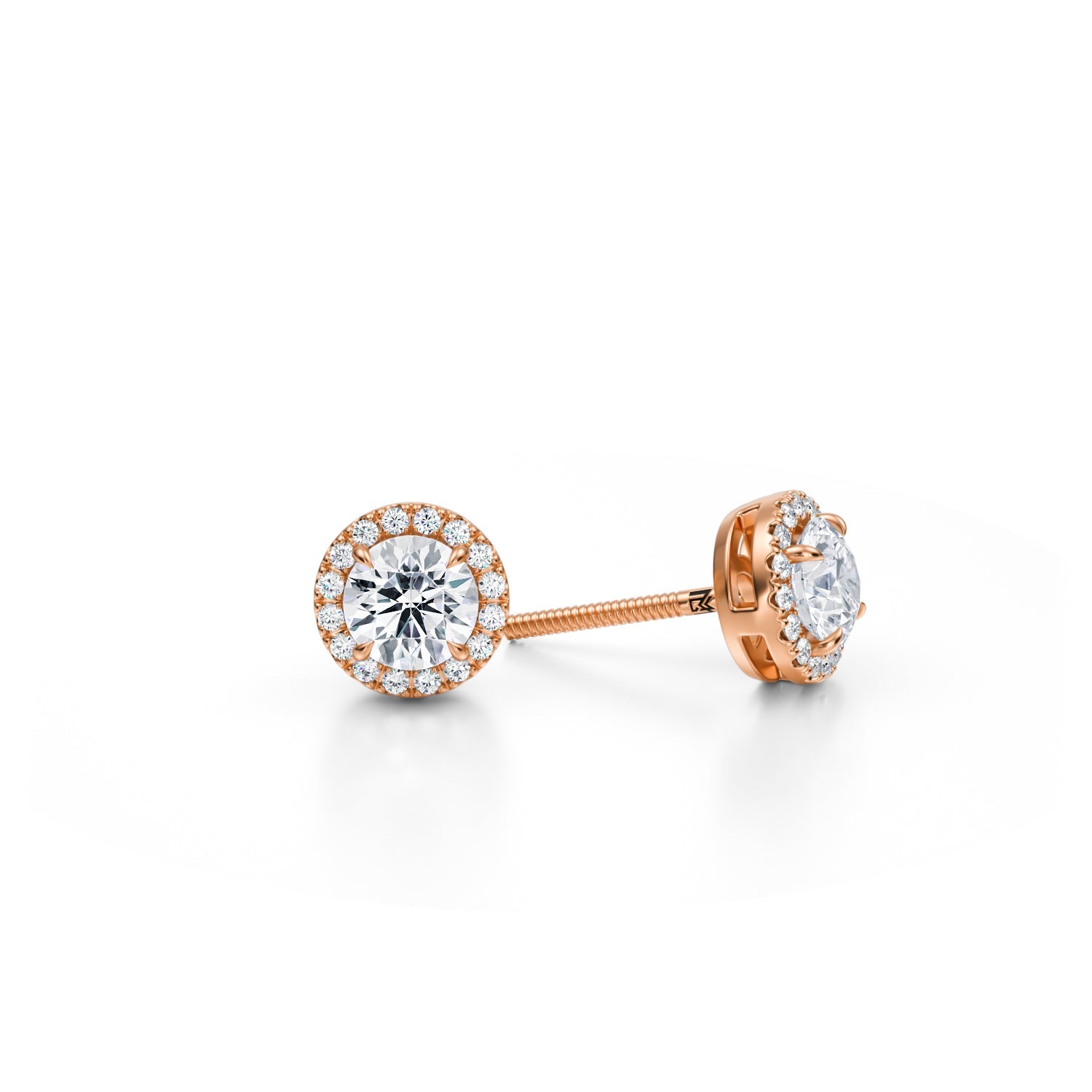 1 Carat Round Halo Stud Earrings