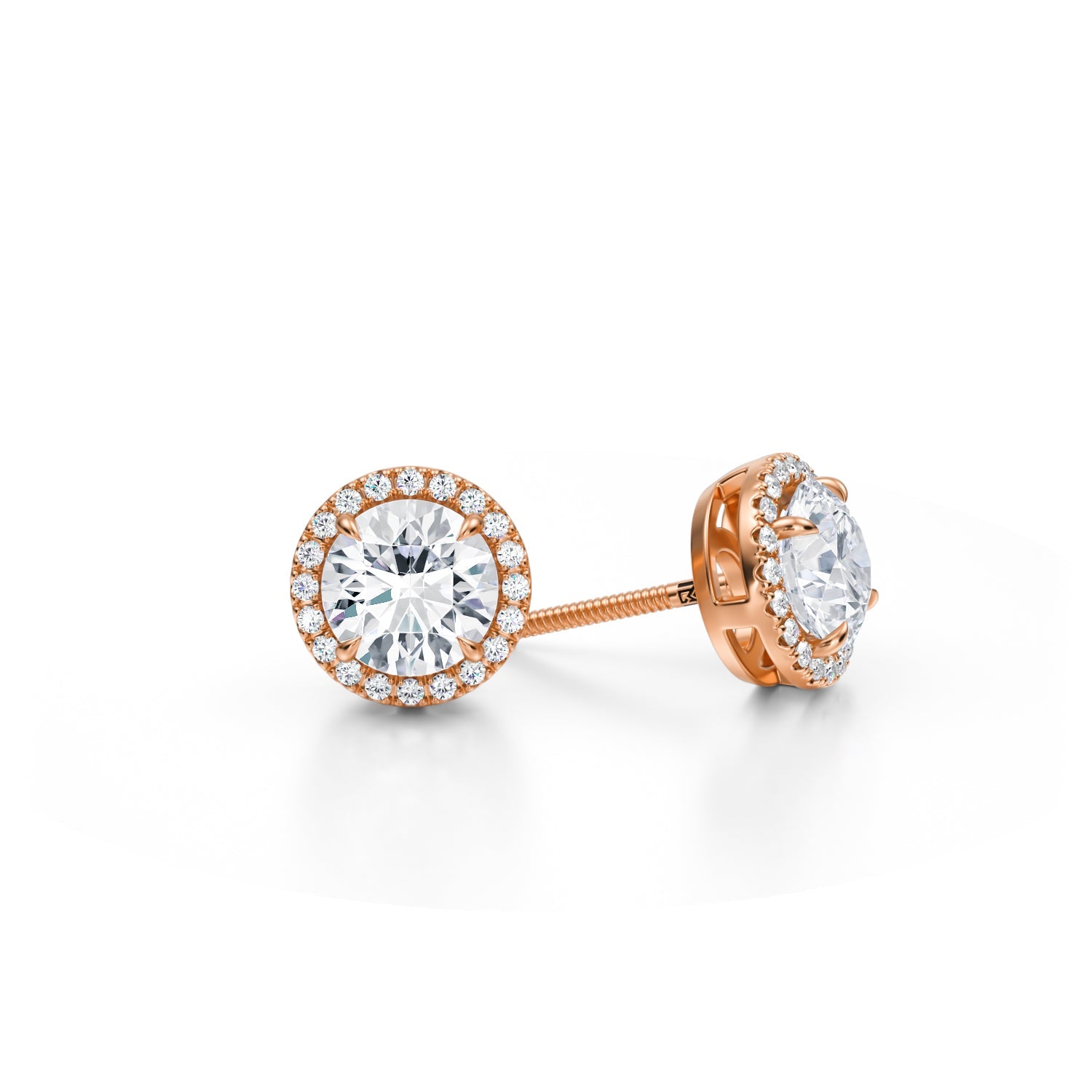 2 Carat Round Halo Stud Earrings