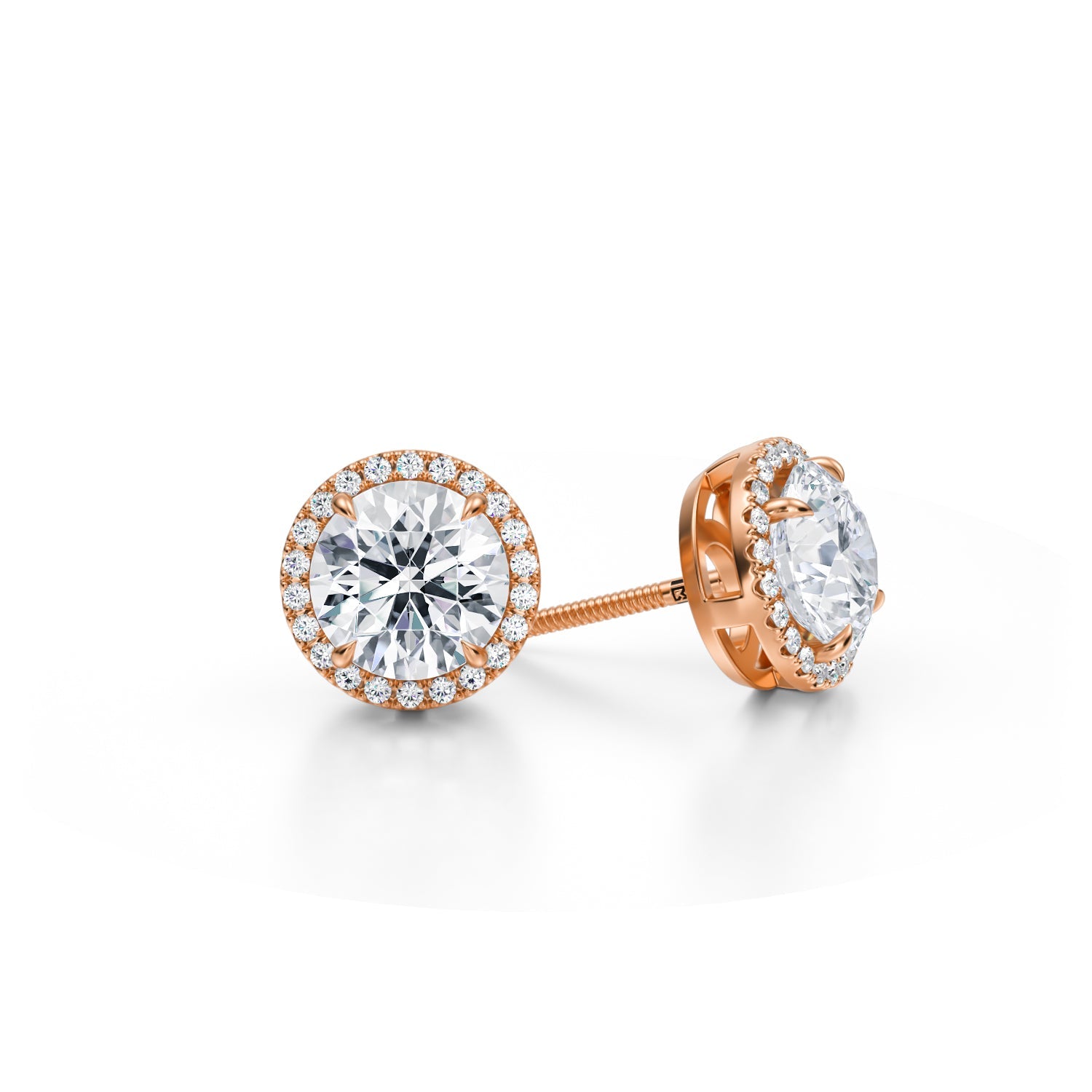 3 Carat Round Halo Stud Earrings