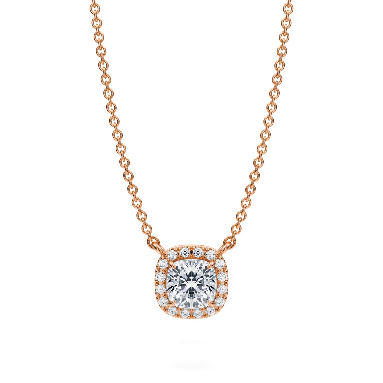 1/2 Carat Cushion Classic Halo Pendant