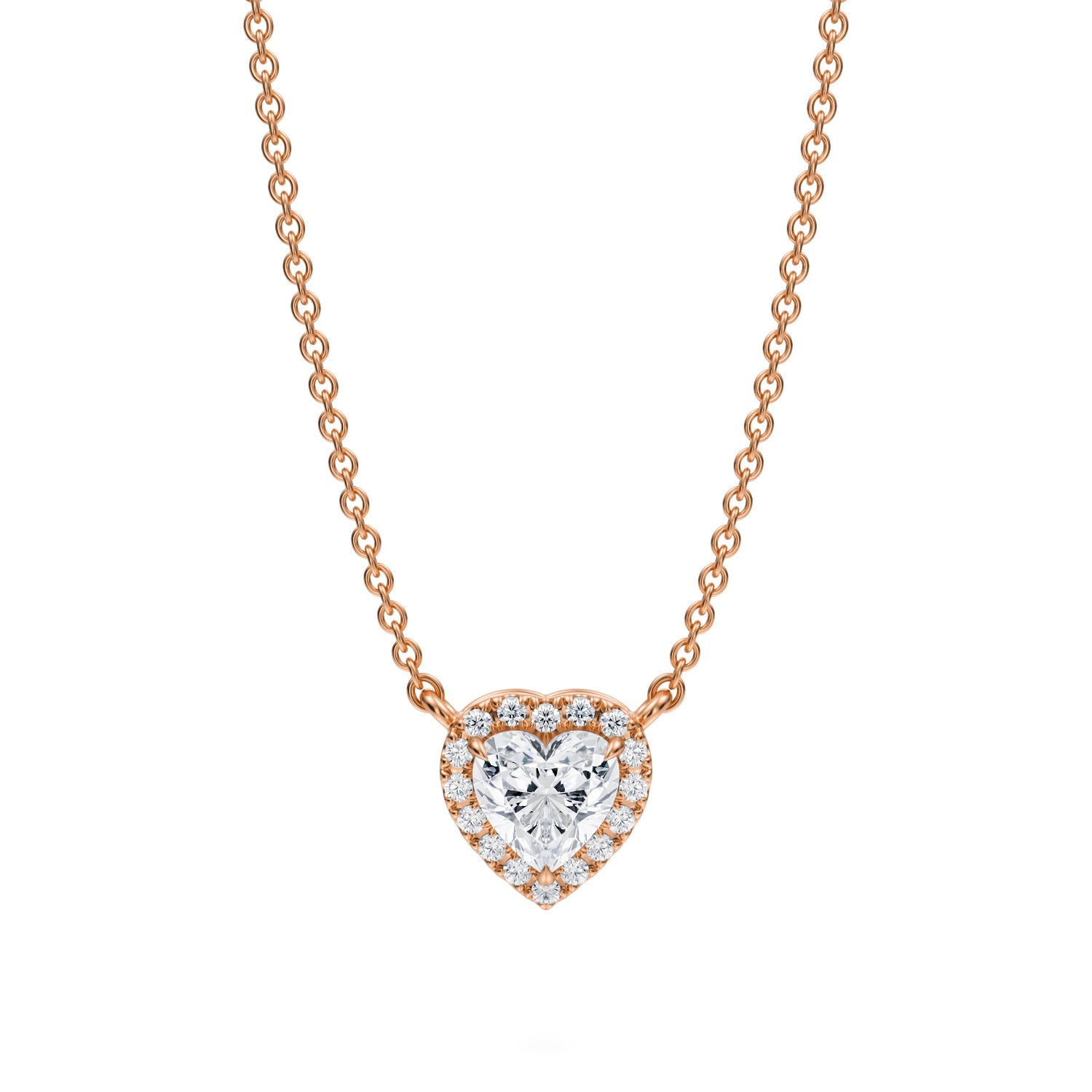 1/2 Carat Heart Shape Classic Halo Pendant