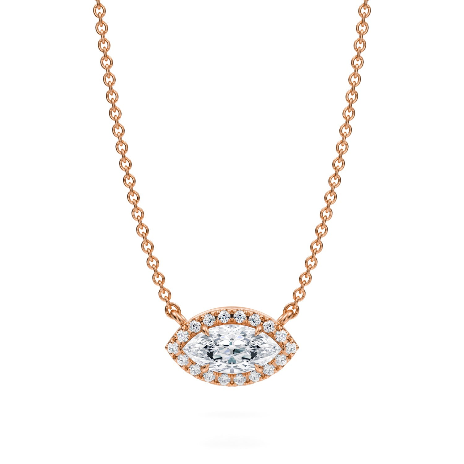 1/2 Carat Marquise Classic Halo Pendant