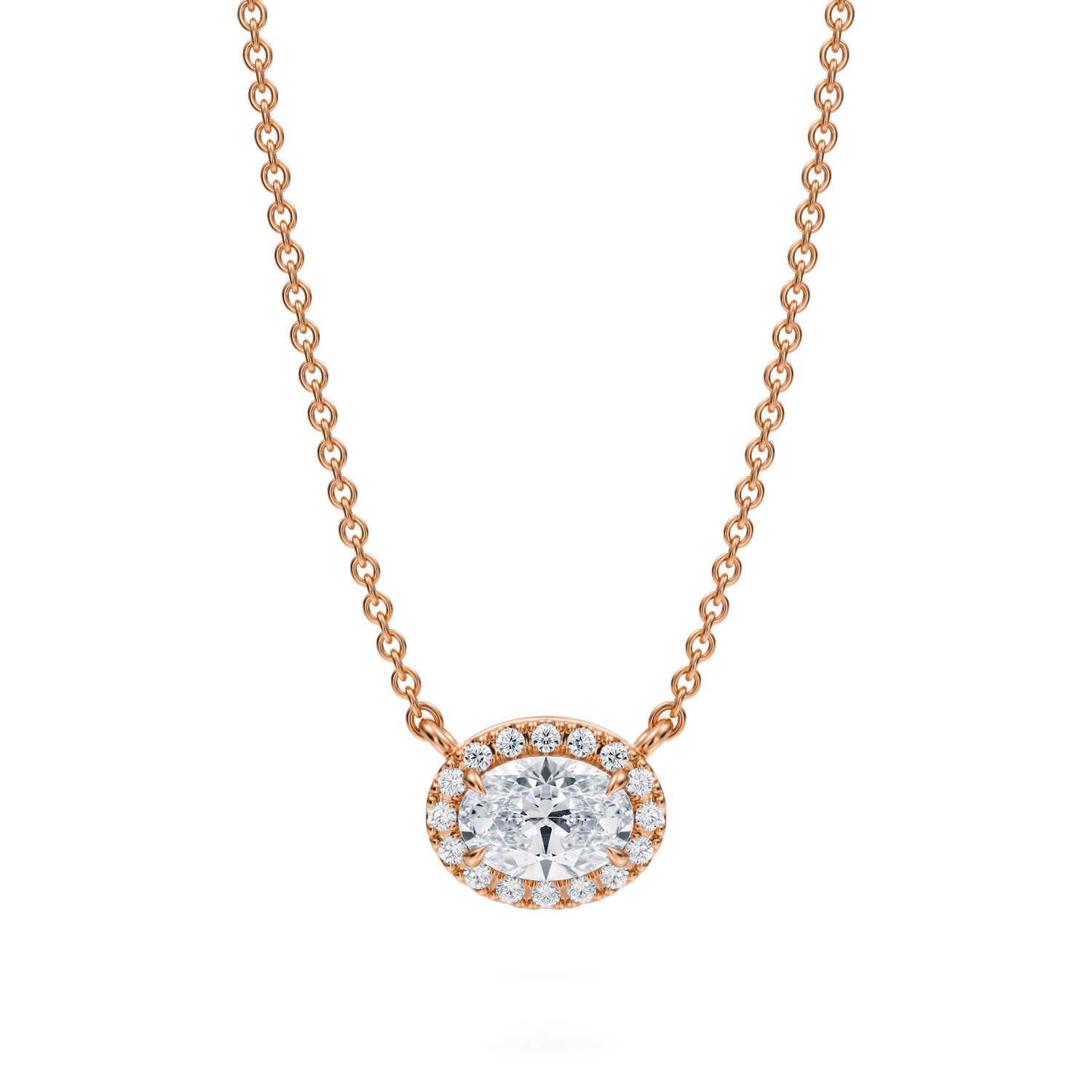 1/2 Carat Oval Classic Halo Pendant