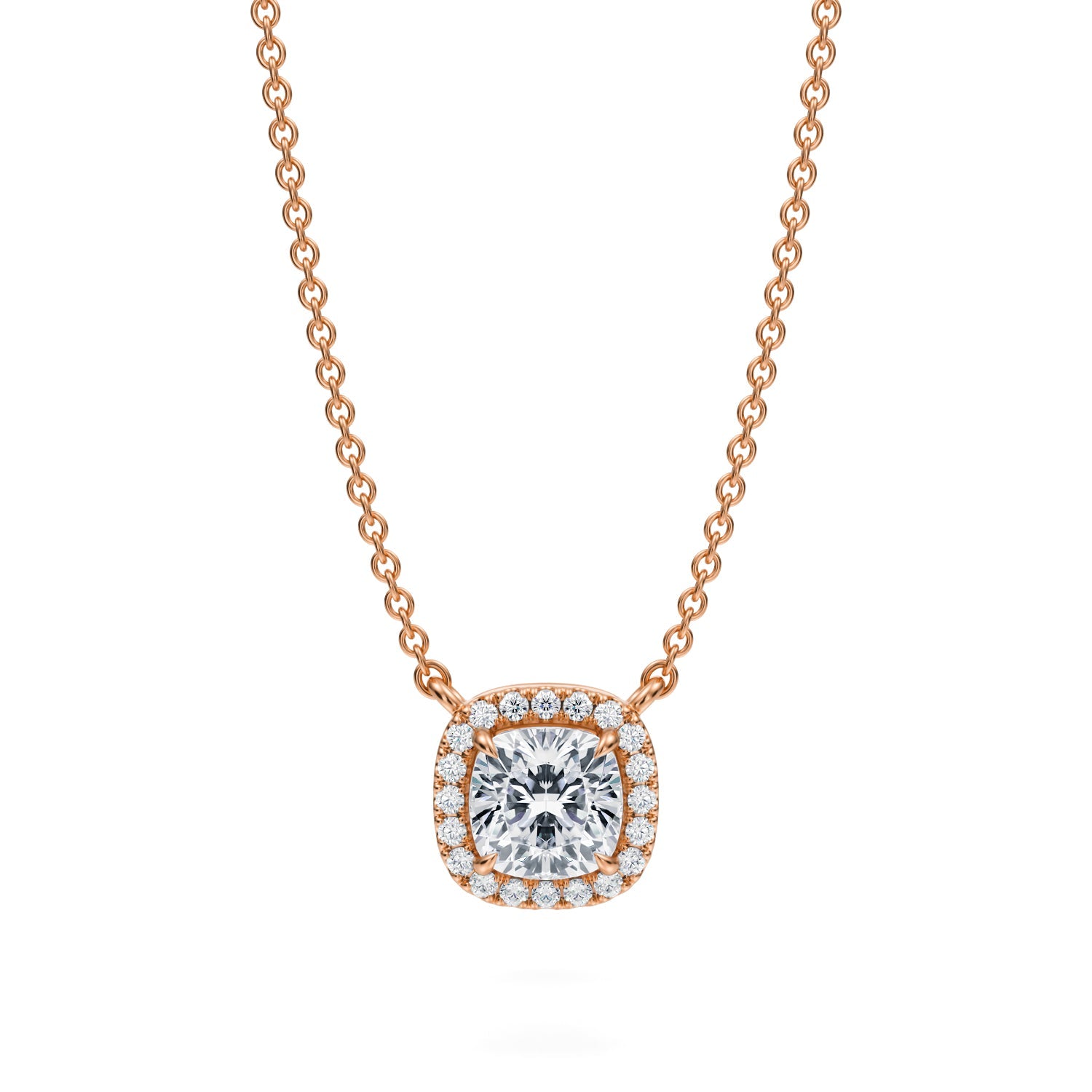 3/4 Carat Cushion Classic Halo Pendant