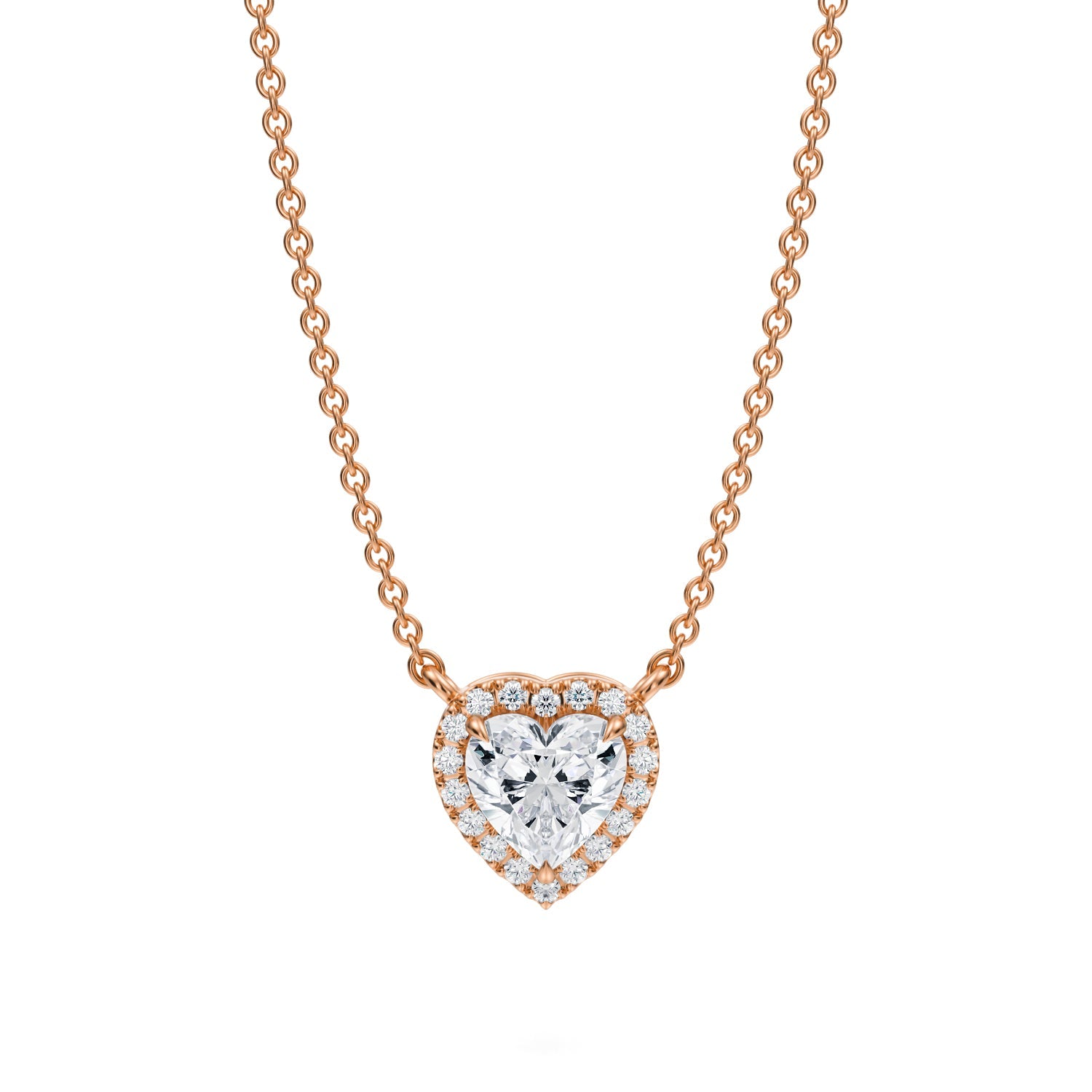 3/4 Carat Heart Shape Classic Halo Pendant