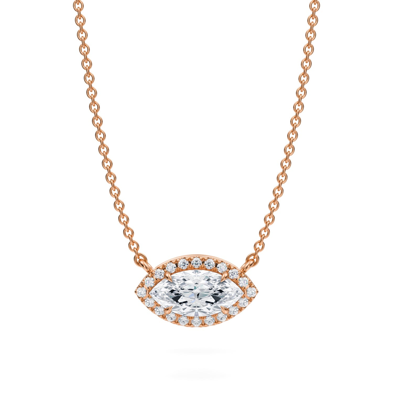 3/4 Carat Marquise Classic Halo Pendant