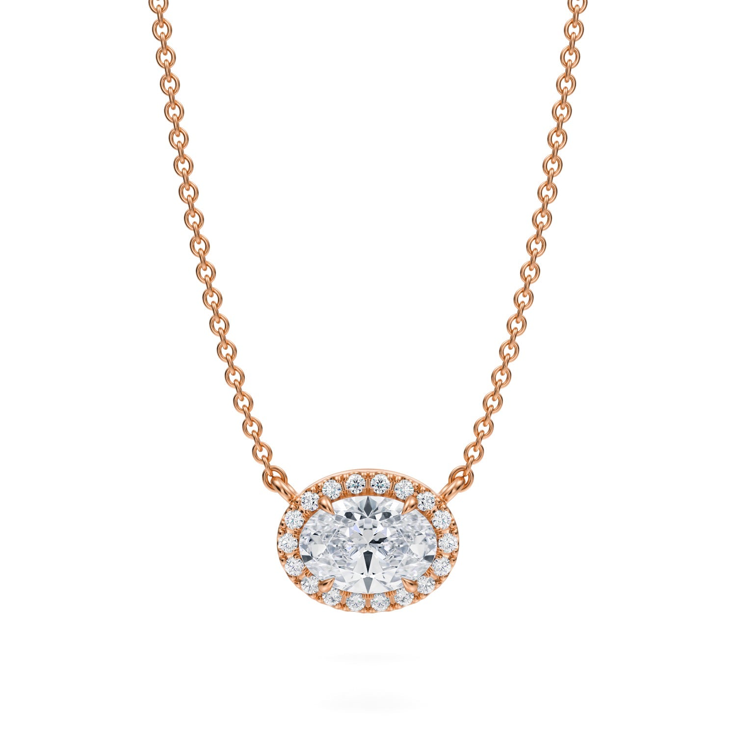 3/4 Carat Oval Classic Halo Pendant