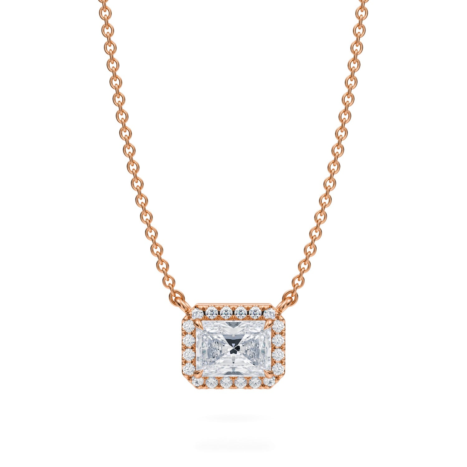 3/4 Carat Radiant Classic Halo Pendant