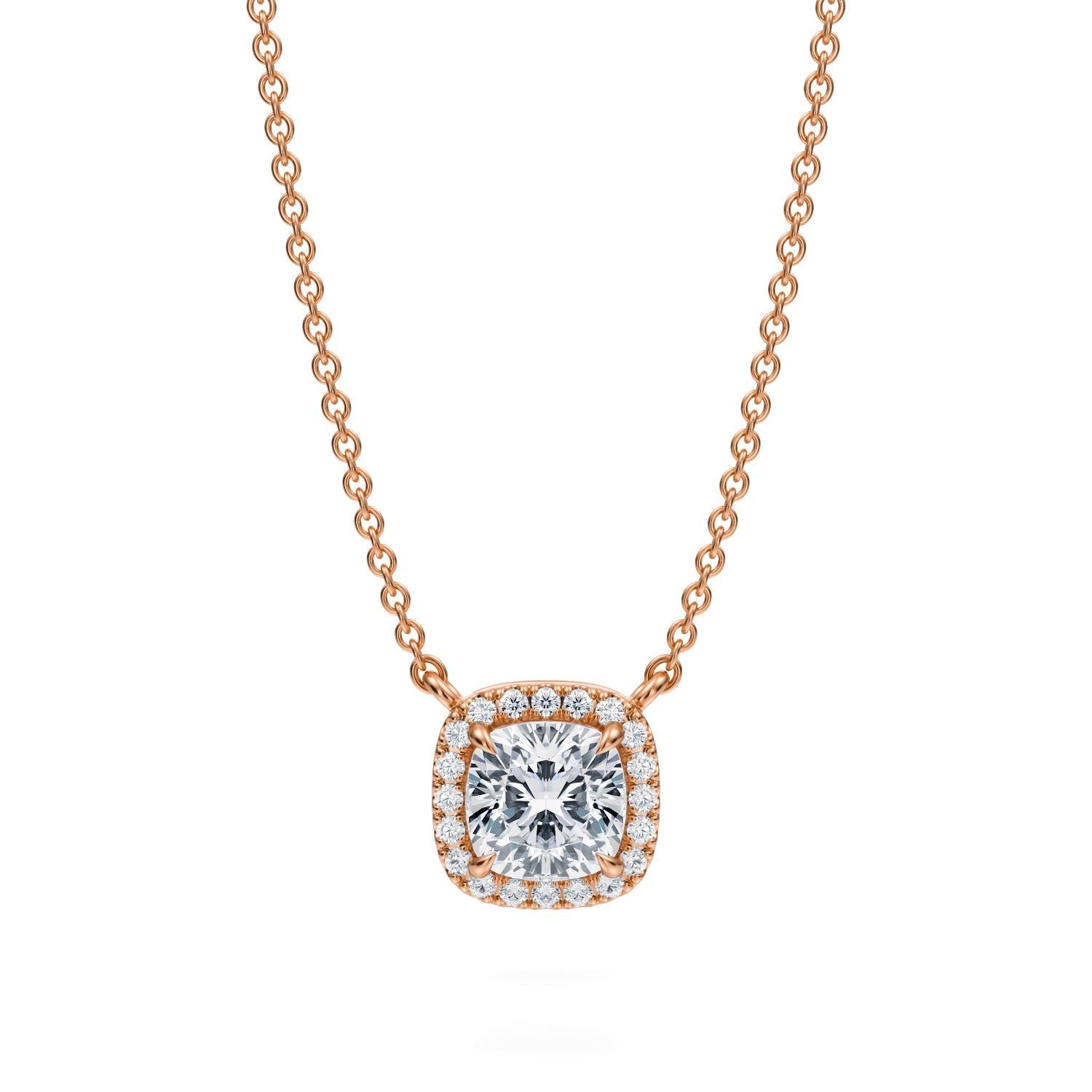 1 Carat Cushion Classic Halo Pendant