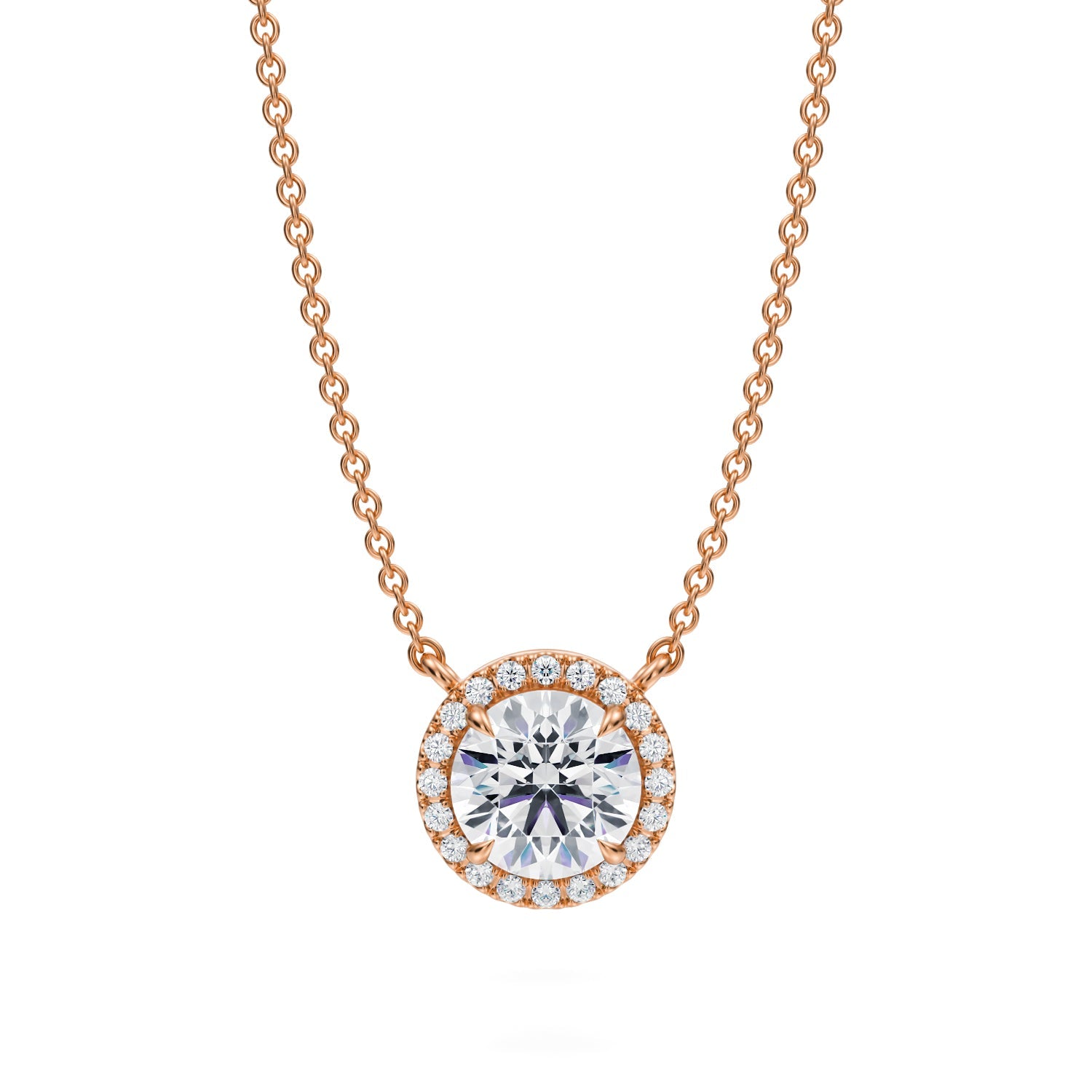 1 Carat Round Classic Halo Pendant