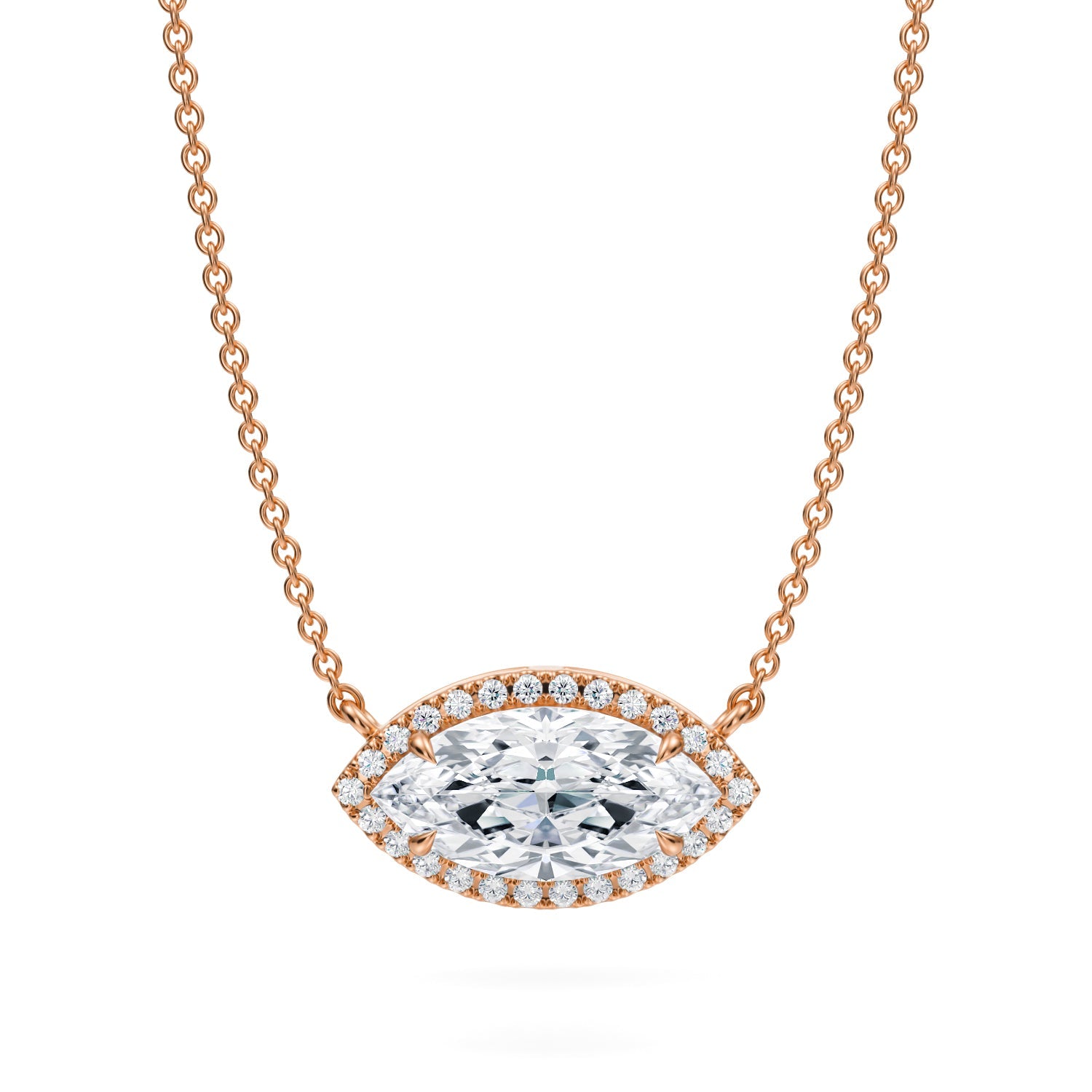 1.5 Carat Marquise Classic Halo Pendant