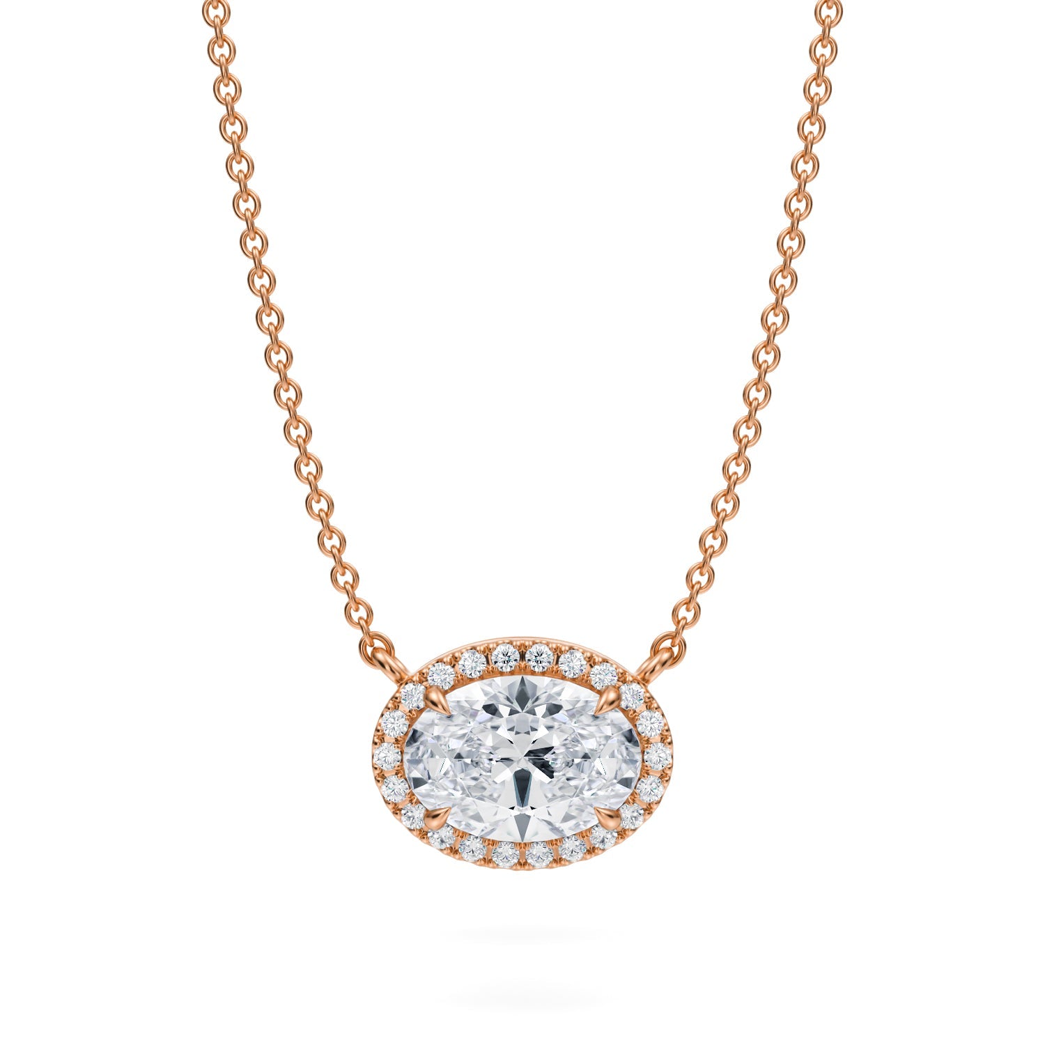 1.5 Carat Oval Classic Halo Pendant