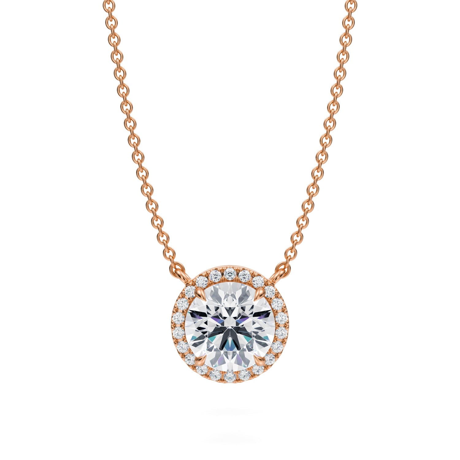 1.5 Carat Round Classic Halo Pendant