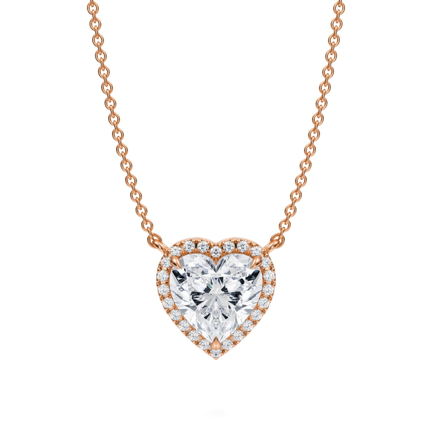 2 Carat Heart Shape Classic Halo Pendant