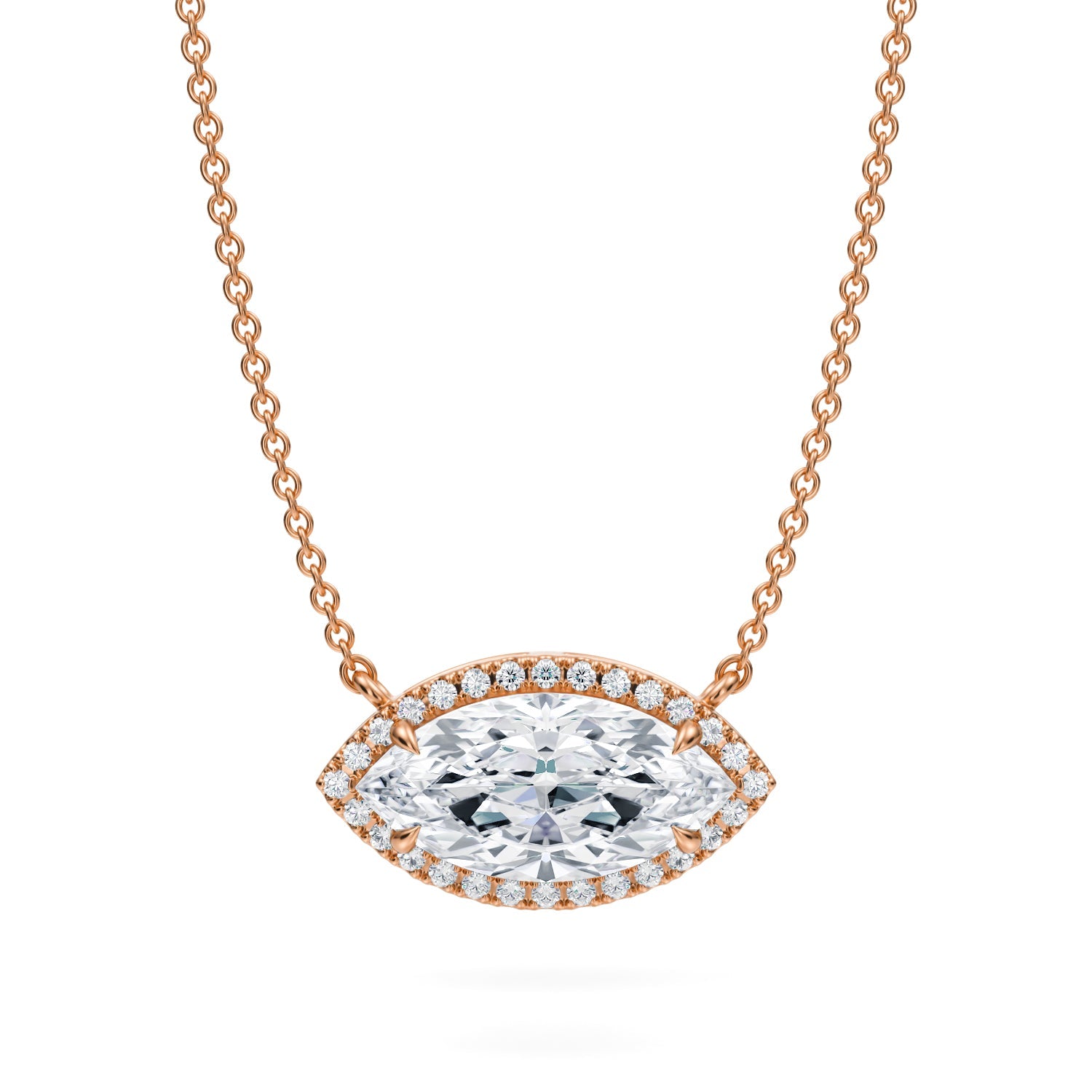 2 Carat Marquise Classic Halo Pendant