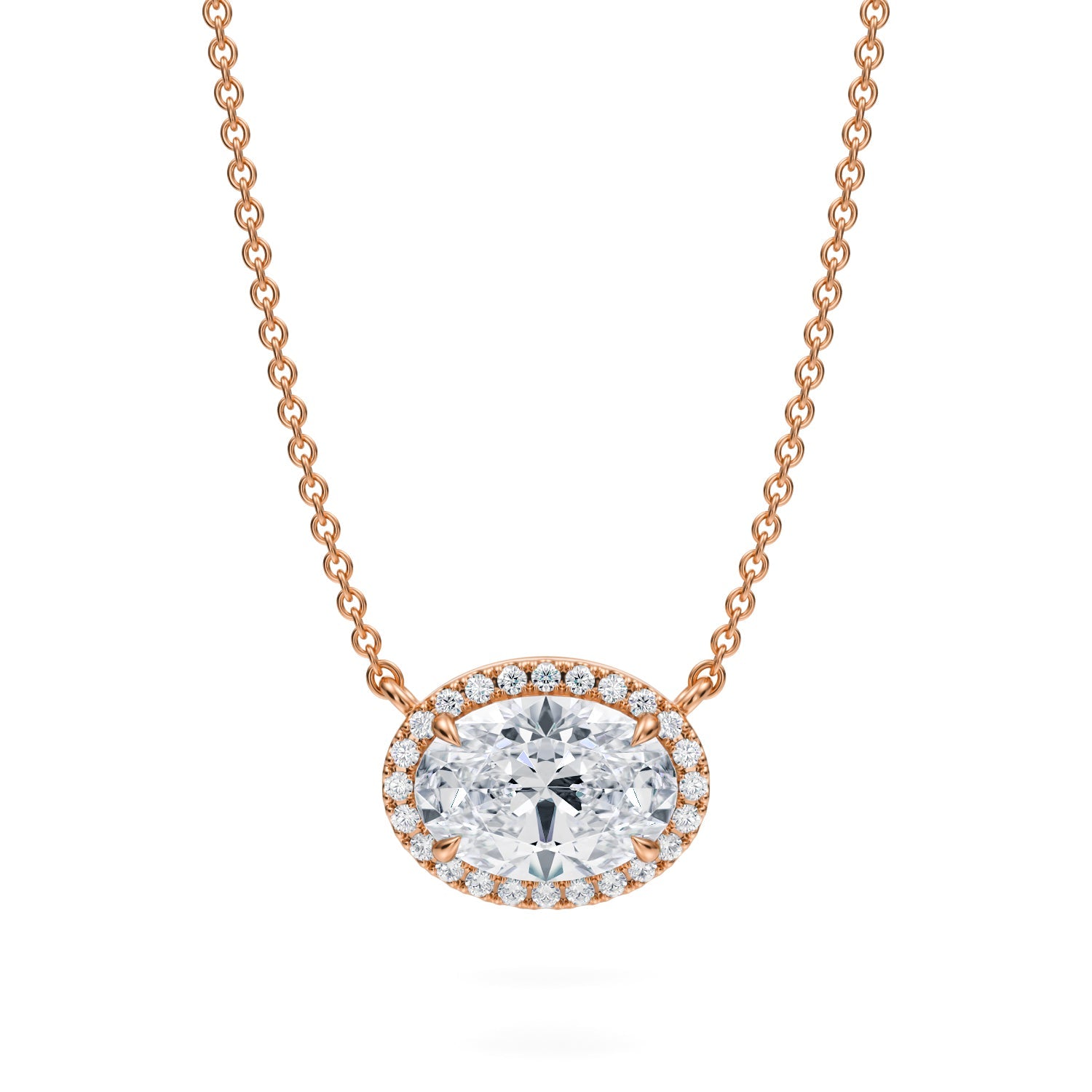 2 Carat Oval Classic Halo Pendant