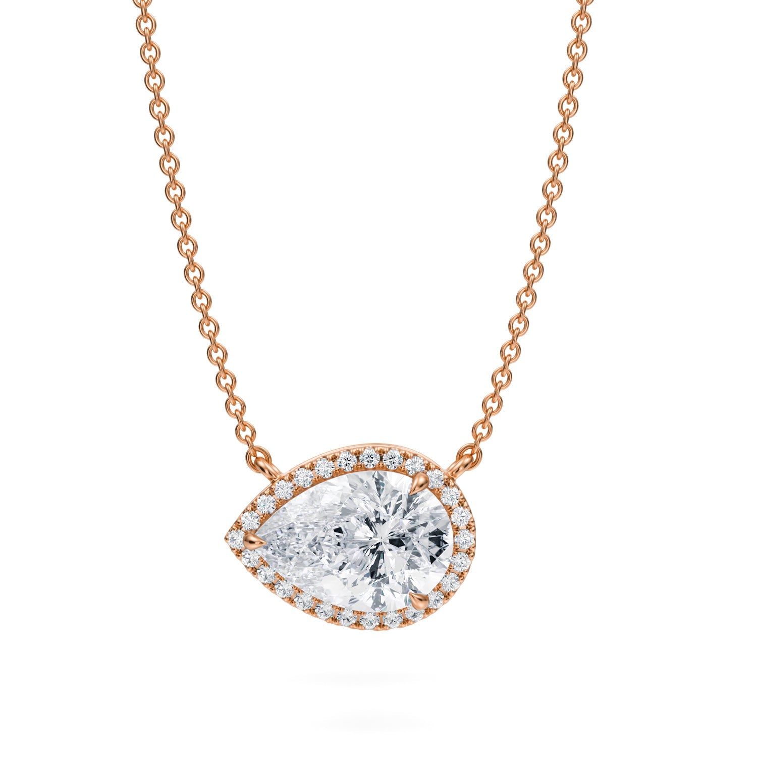 2 Carat Pear Classic Halo Pendant