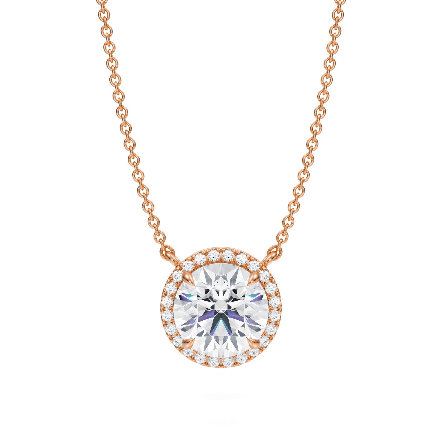 2 Carat Round Classic Halo Pendant