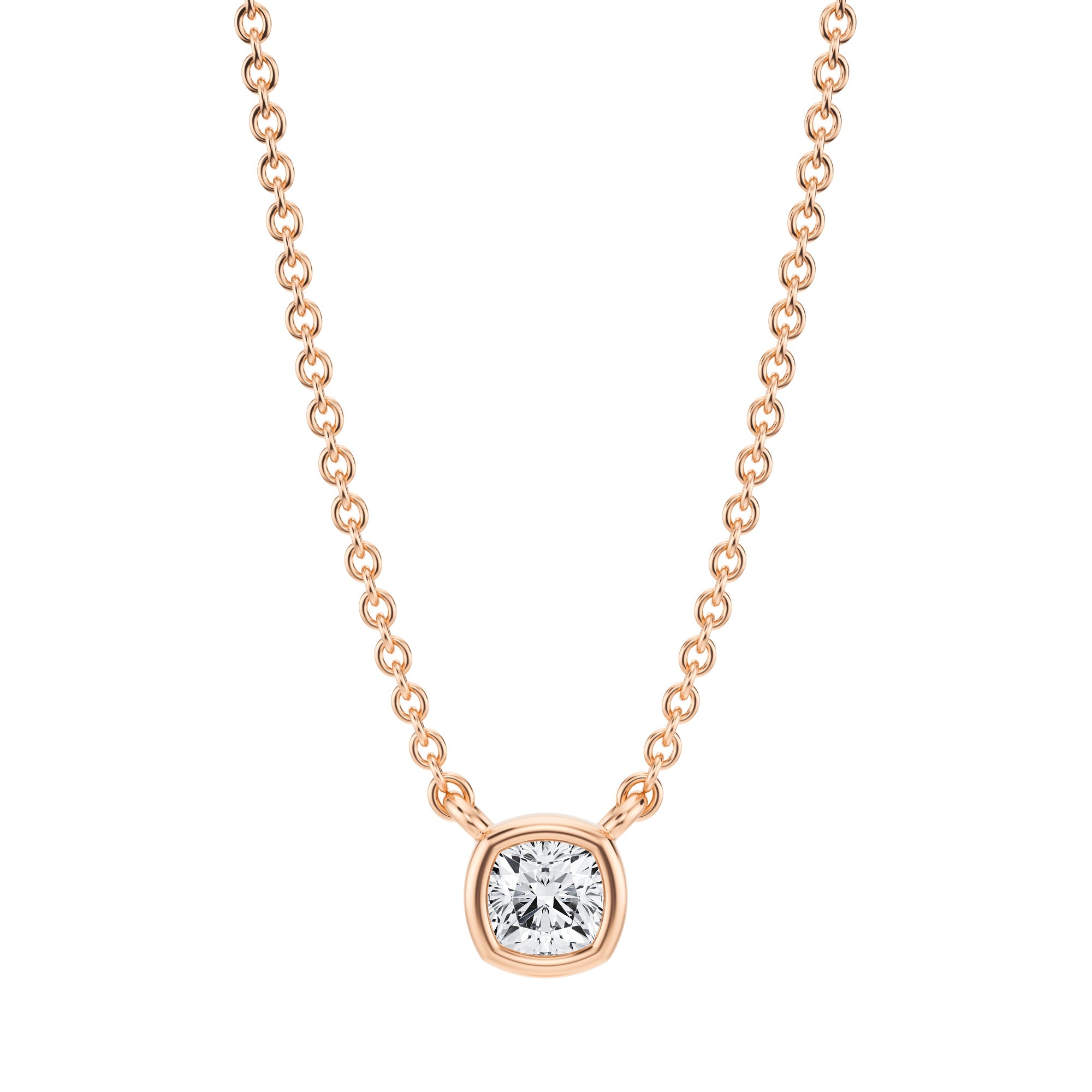 Cushion Bezel Solitaire Pendant Necklace