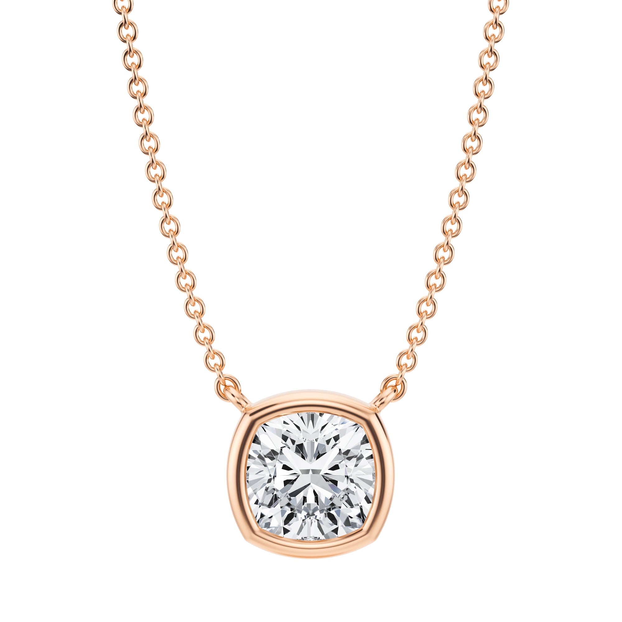 1.5 Carat Cushion Bezel Solitaire Pendant Necklace