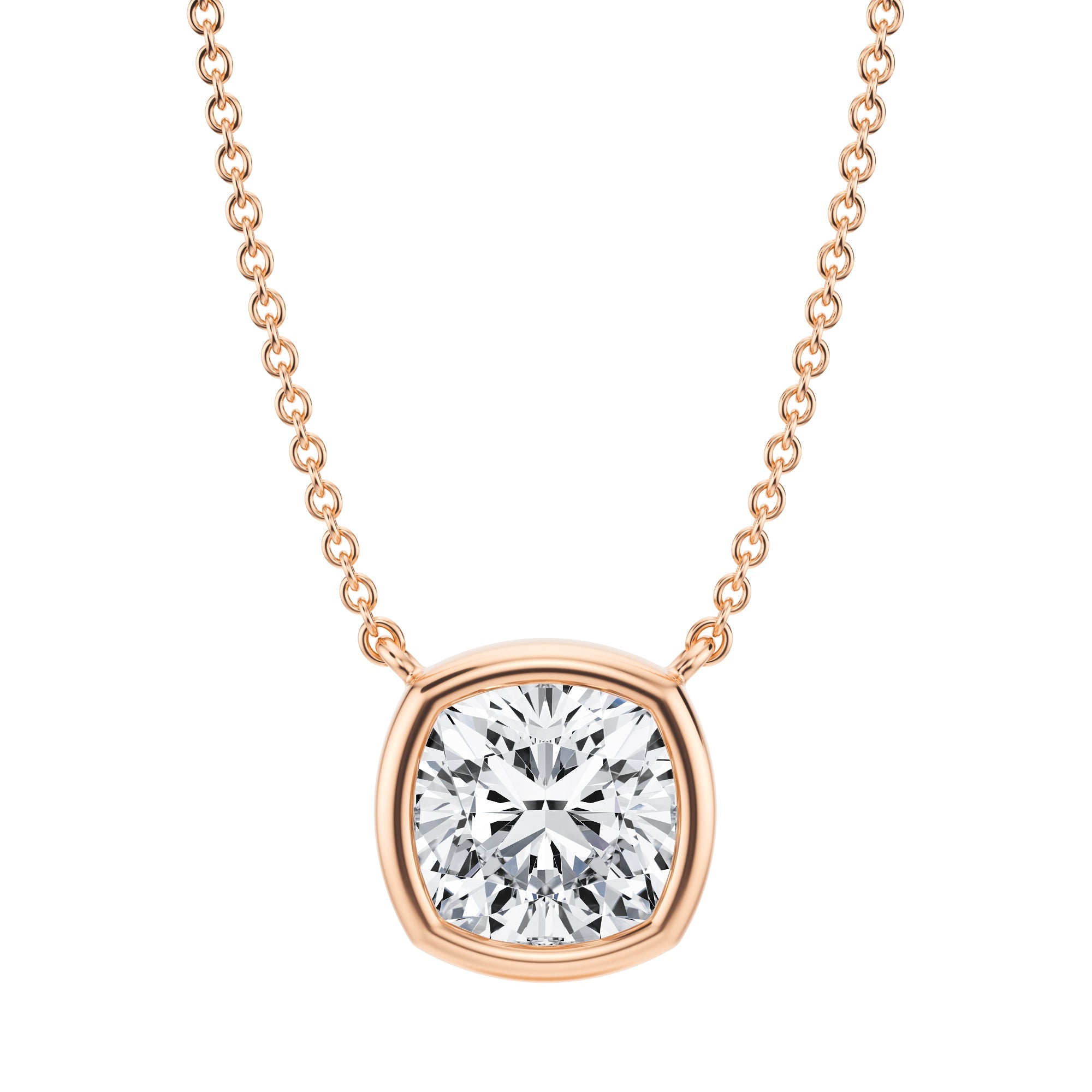 2.5 Carat Cushion Bezel Solitaire Pendant Necklace