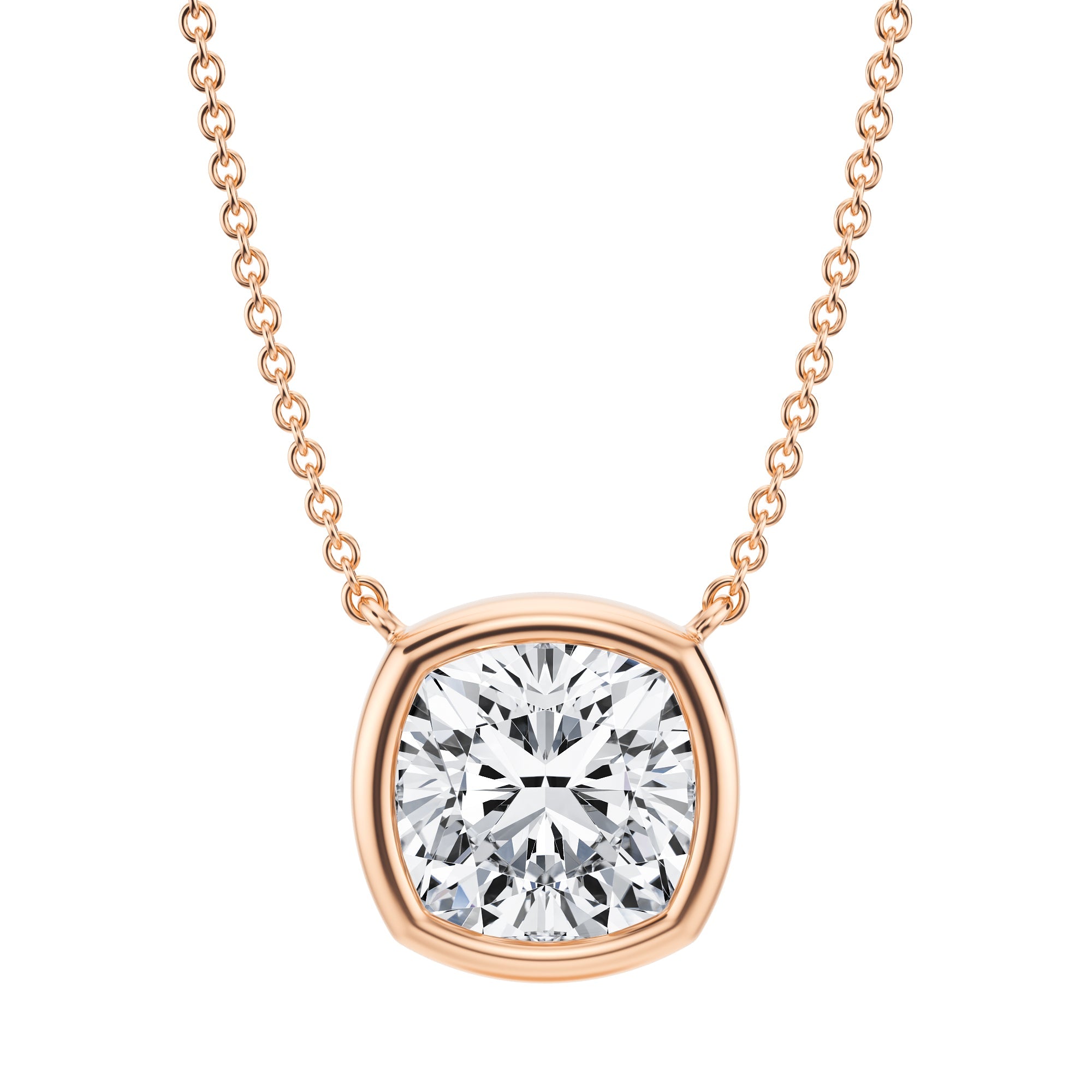 3.5 Carat Cushion Bezel Solitaire Pendant Necklace