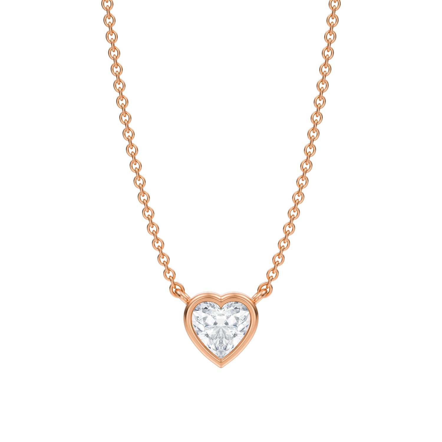 1/2 Carat Heart Shape Bezel Solitaire Pendant Necklace