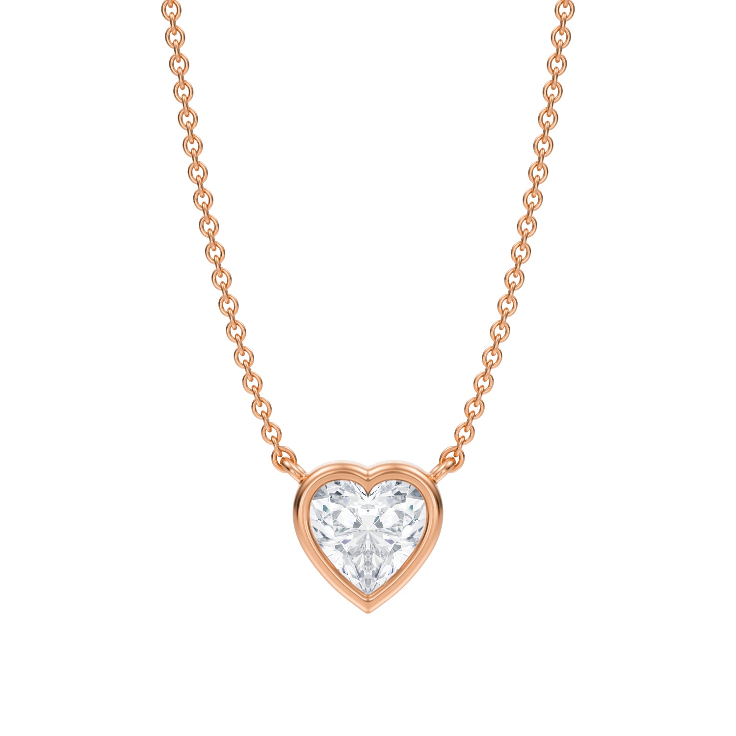 3/4 Carat Heart Shape Bezel Solitaire Pendant Necklace