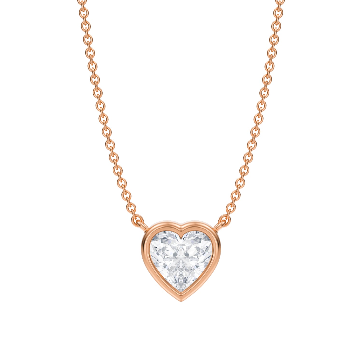 1 Carat Heart Shape Bezel Solitaire Pendant Necklace