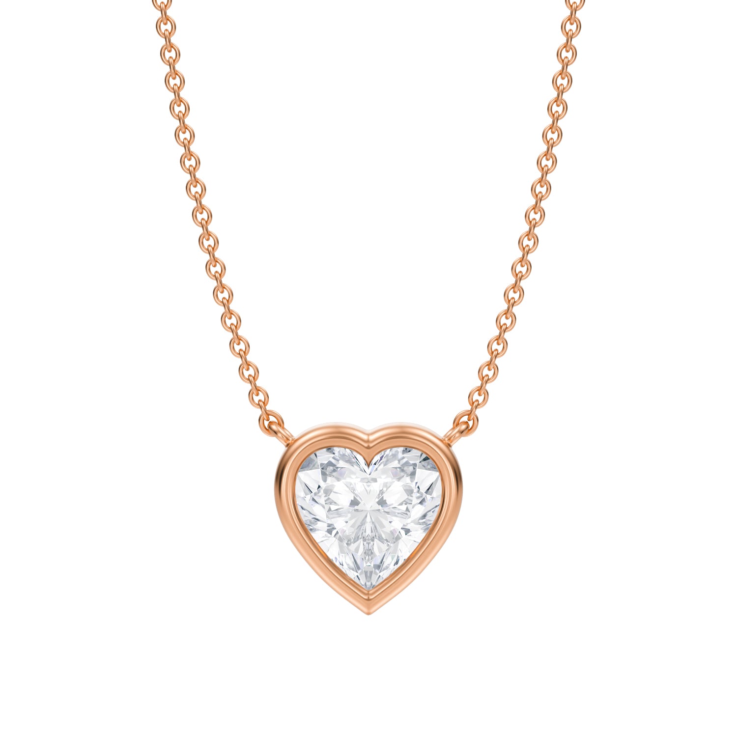 1.5 Carat Heart Shape Bezel Solitaire Pendant Necklace