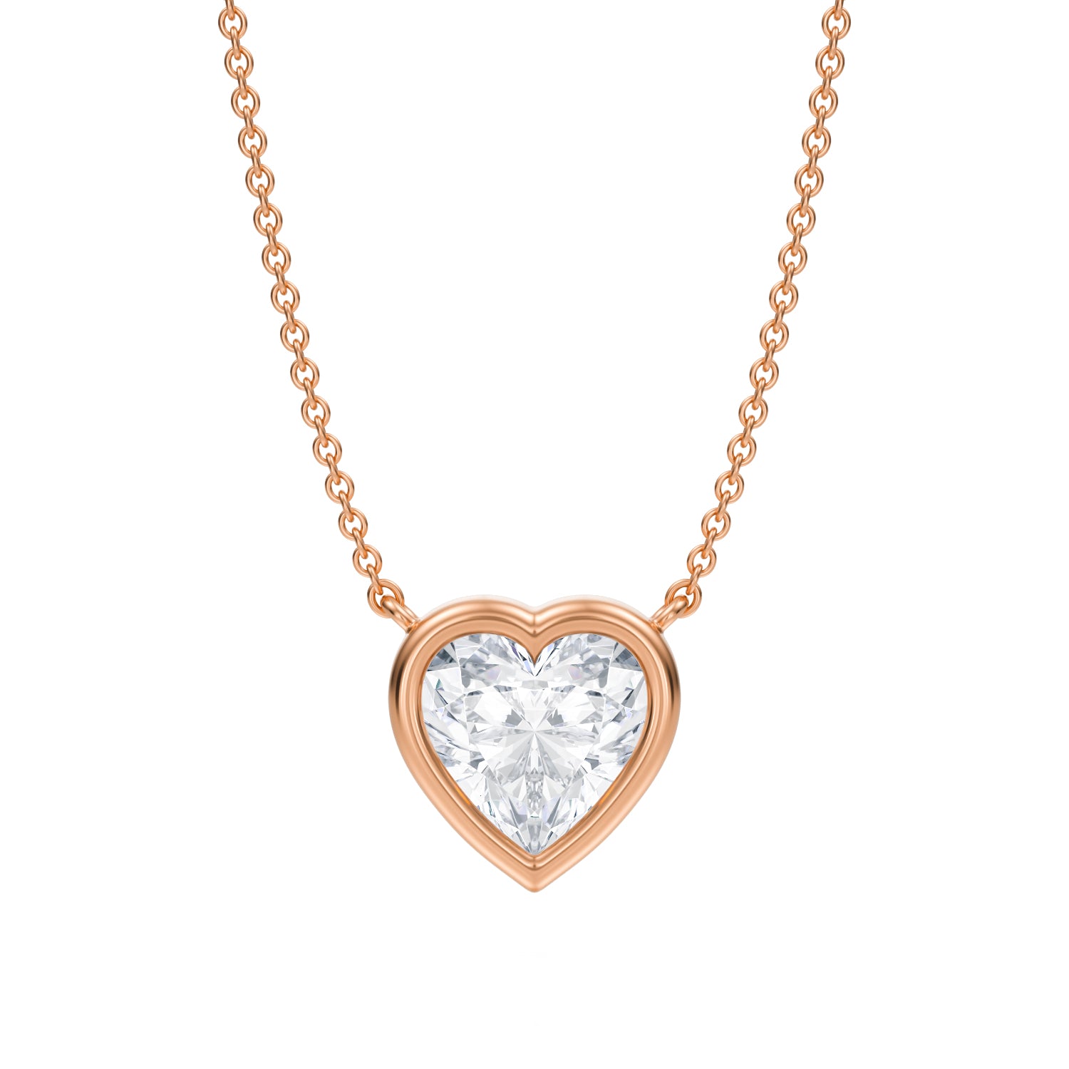 2 Carat Heart Shape Bezel Solitaire Pendant Necklace