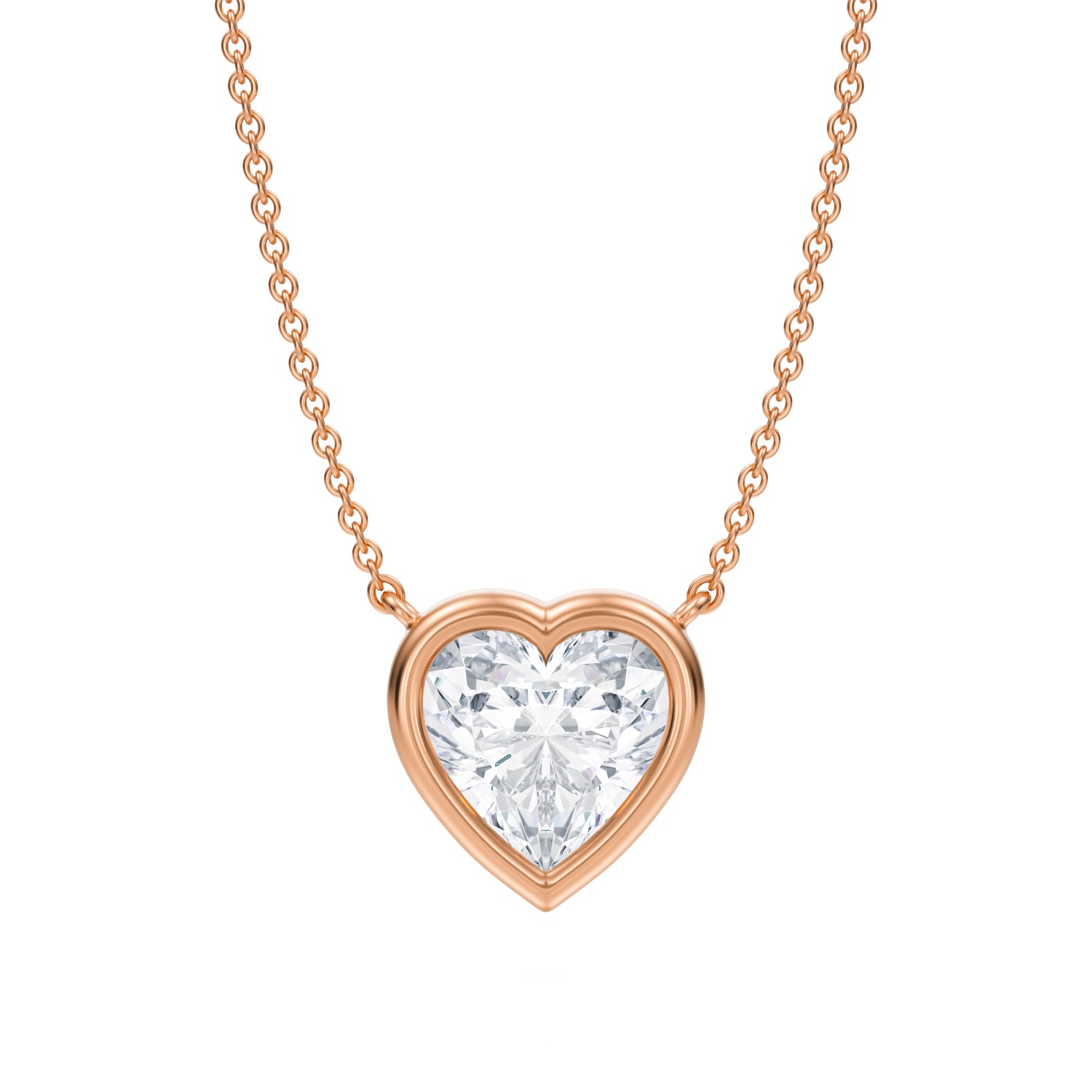 2.5 Carat Heart Shape Bezel Solitaire Pendant Necklace