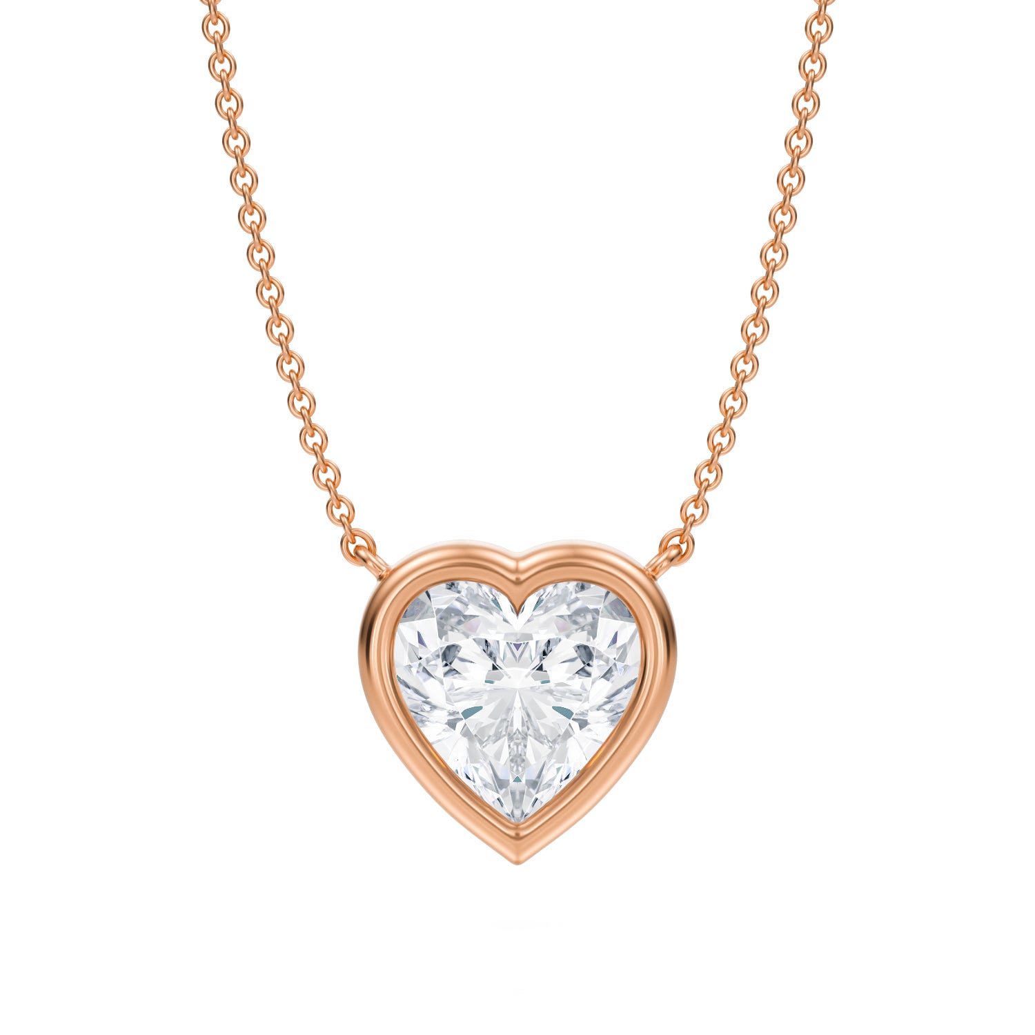 3 Carat Heart Shape Bezel Solitaire Pendant Necklace