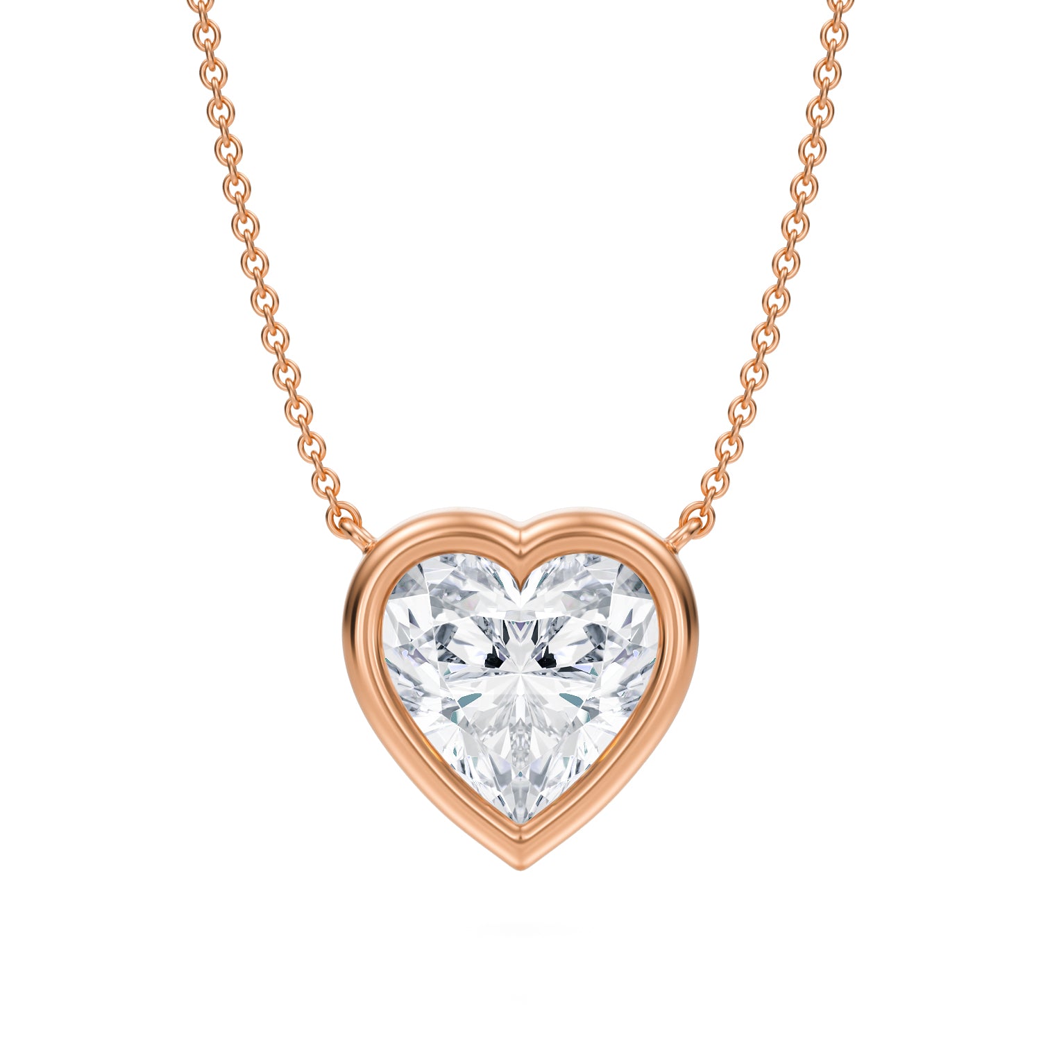 3.5 Carat Heart Shape Bezel Solitaire Pendant Necklace