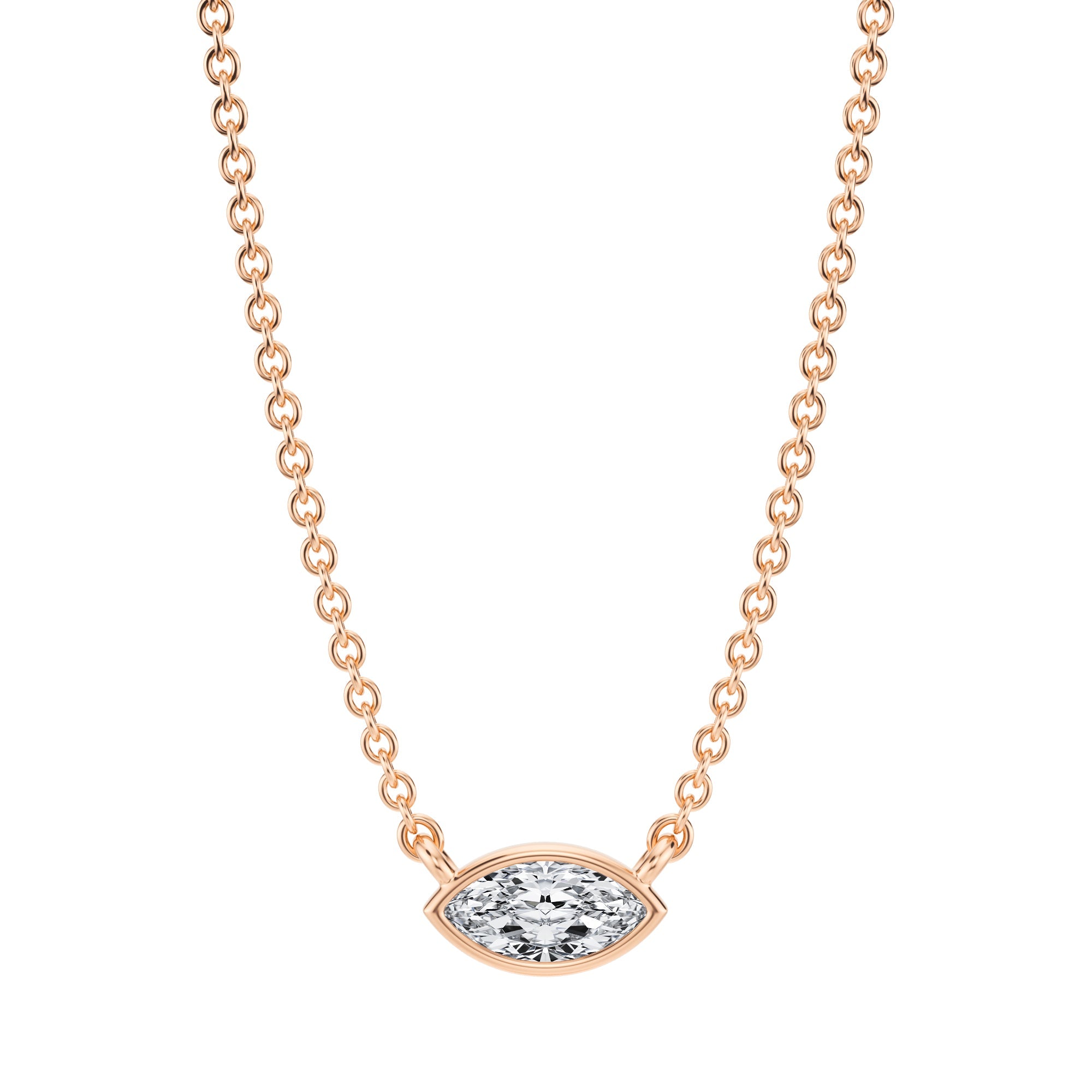 Marquise Bezel Solitaire Pendant Necklace