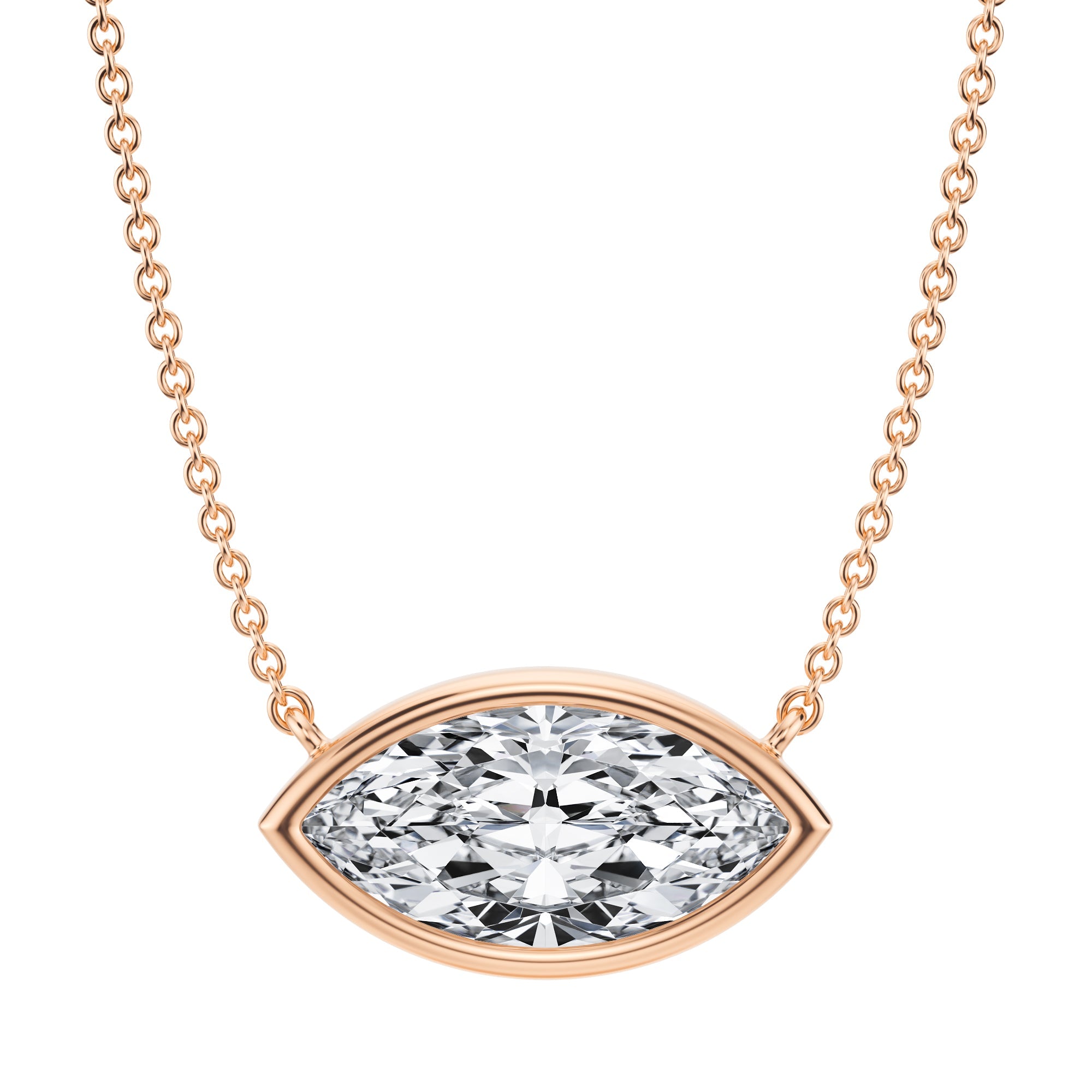 2.5 Carat Marquise Bezel Solitaire Pendant Necklace