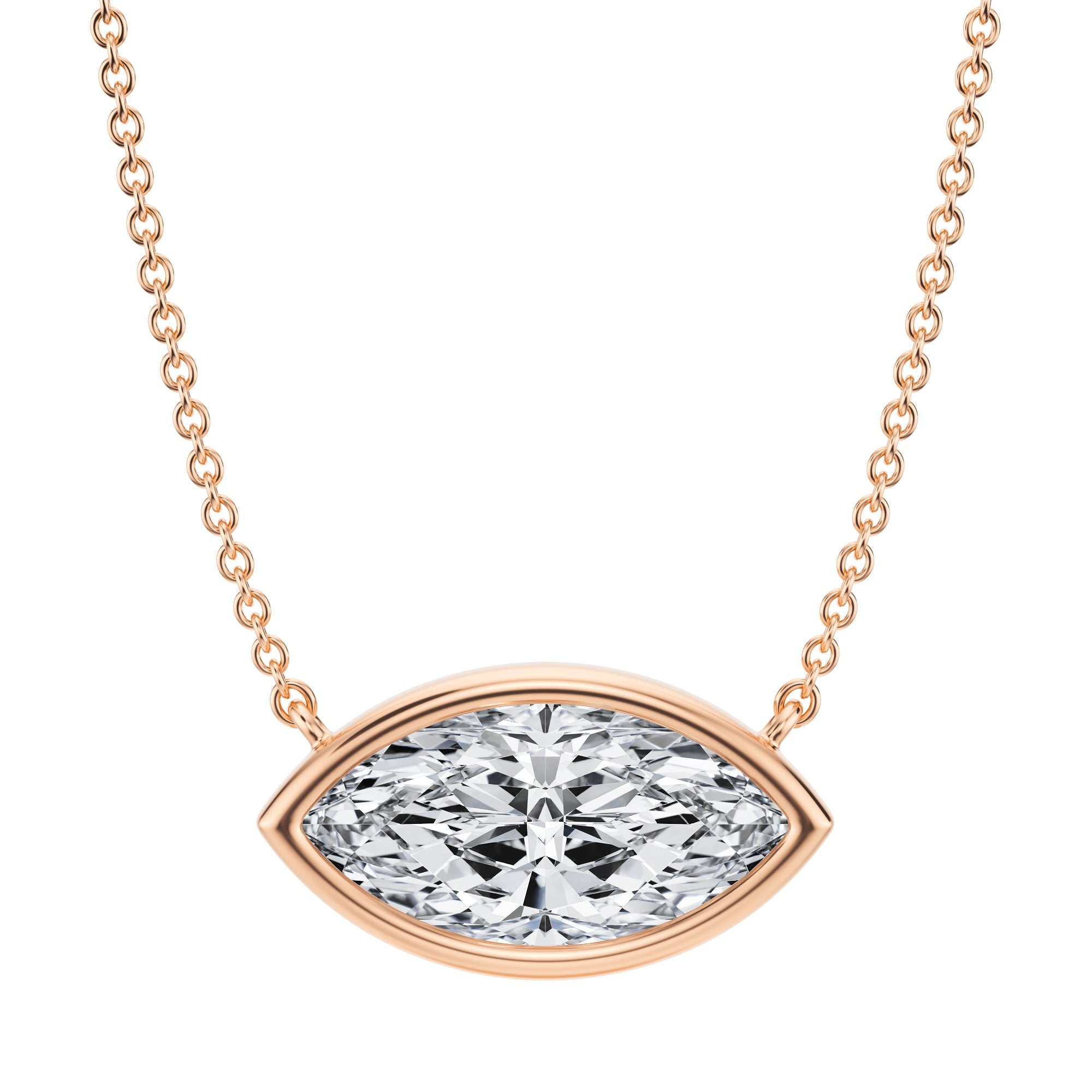 3 Carat Marquise Bezel Solitaire Pendant Necklace