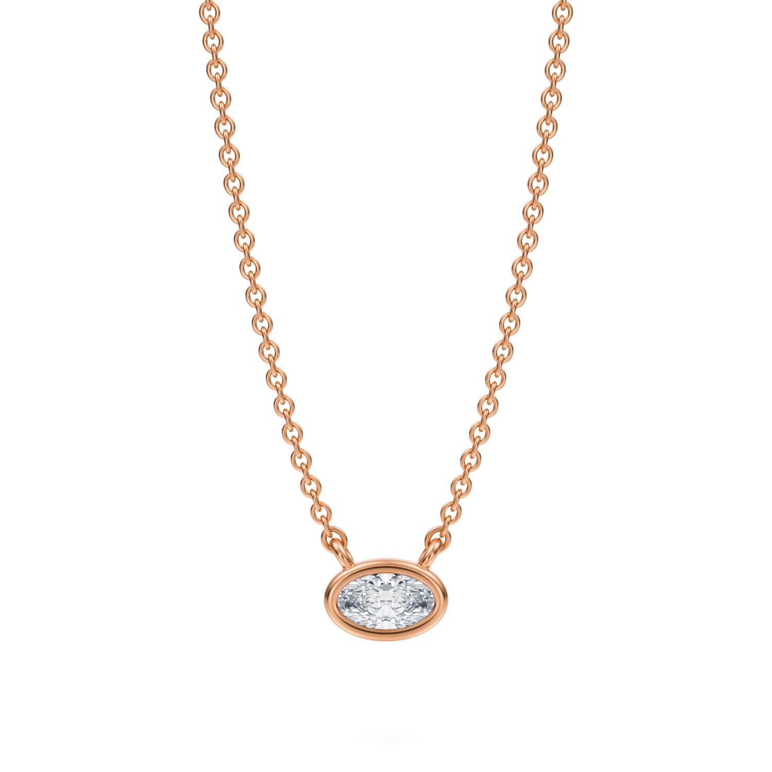 Oval Bezel Solitaire Pendant Necklace