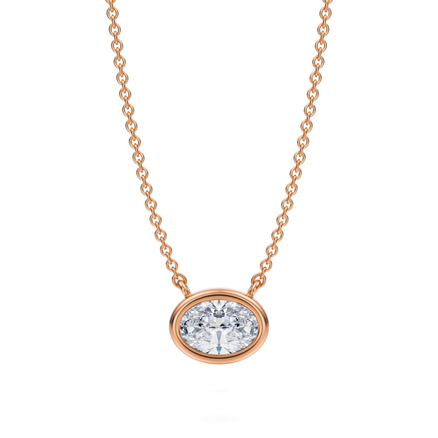 3/4 Carat Oval Bezel Solitaire Pendant Necklace