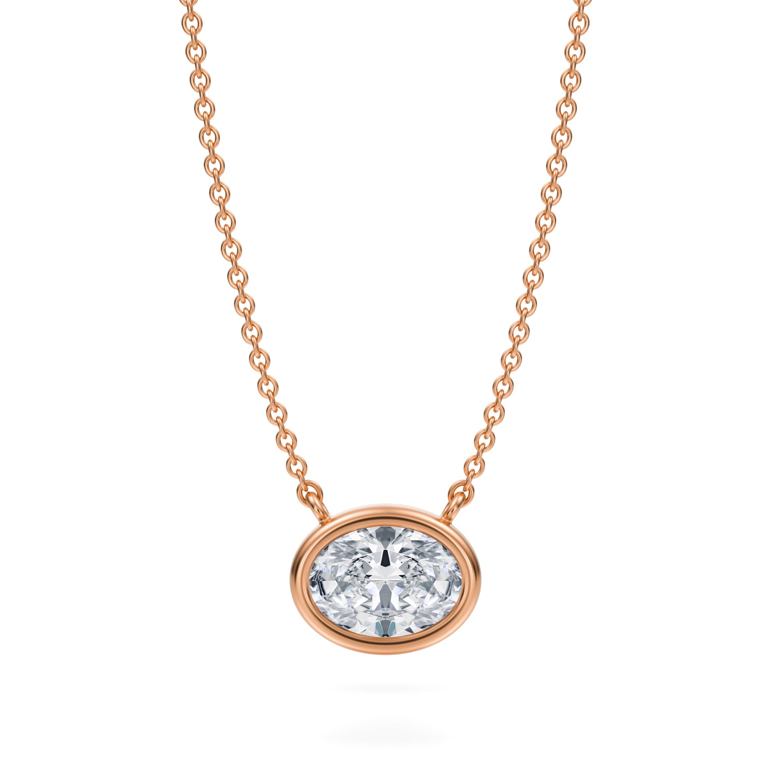 1 Carat Oval Bezel Solitaire Pendant Necklace