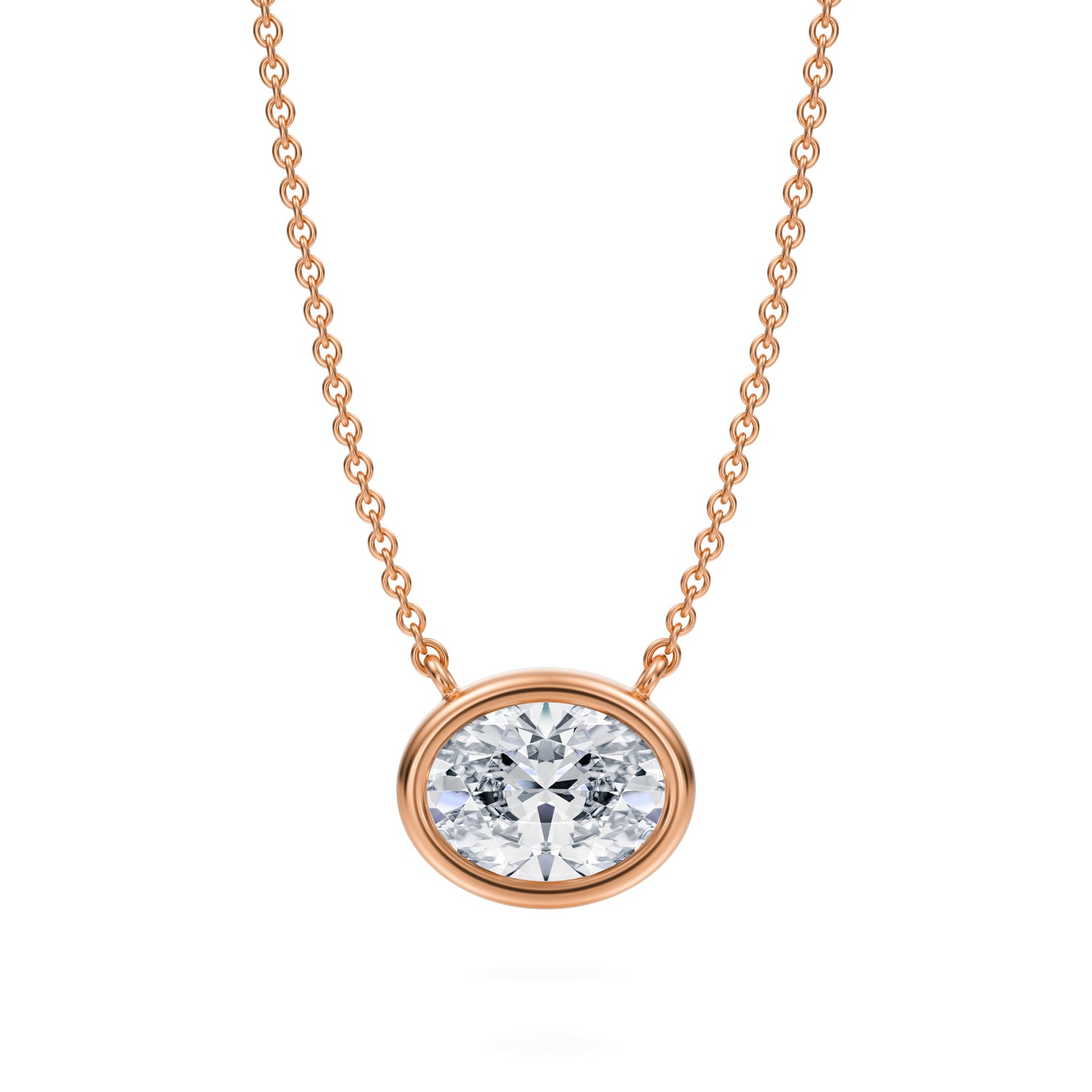 1.5 Carat Oval Bezel Solitaire Pendant Necklace