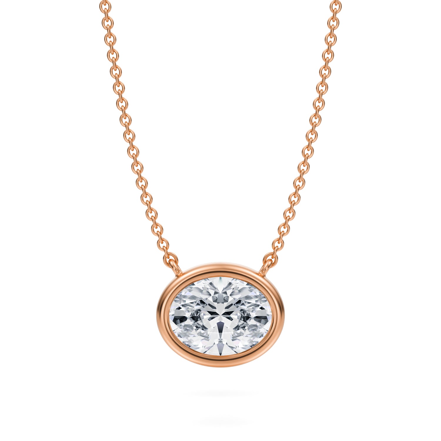 2 Carat Oval Bezel Solitaire Pendant Necklace