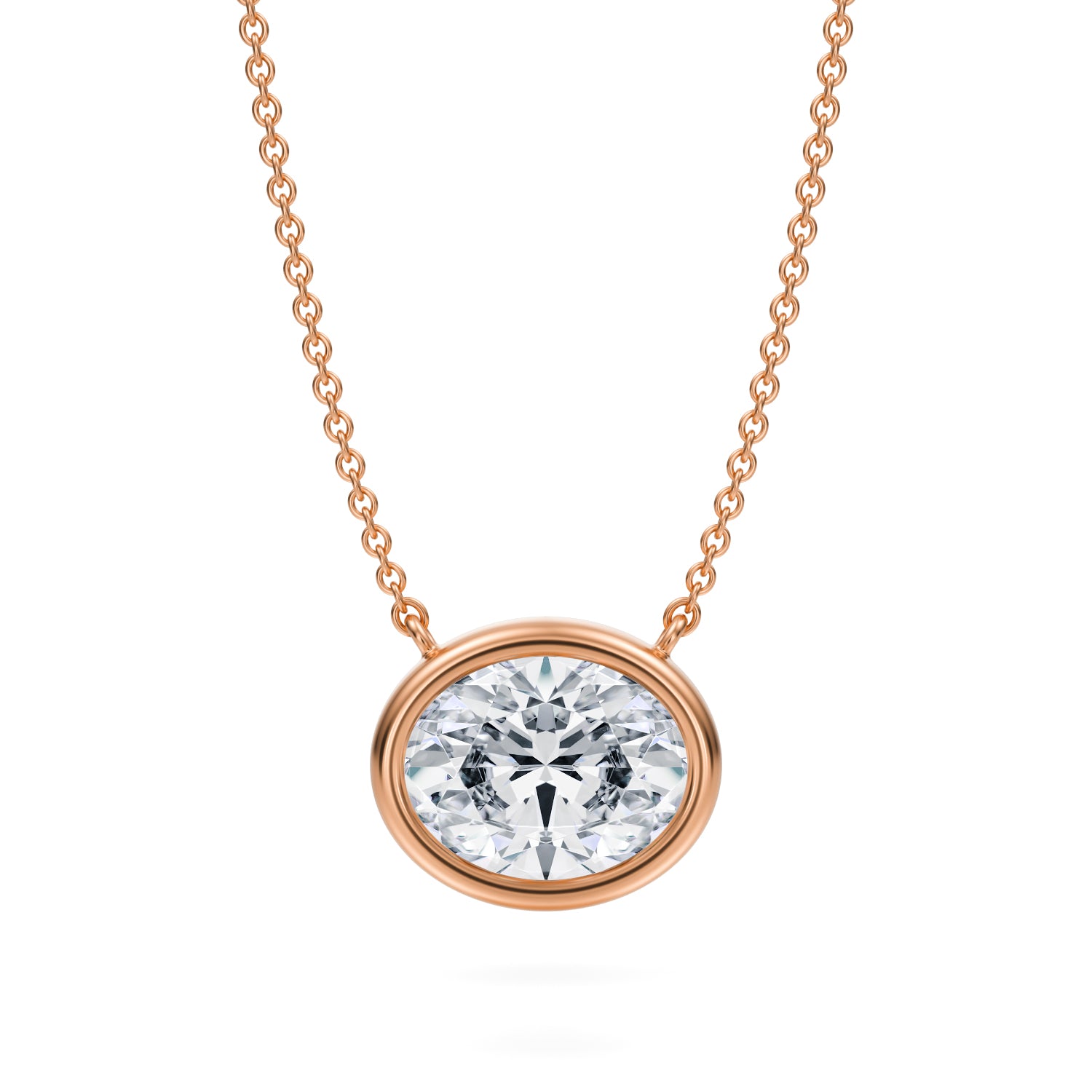 2.5 Carat Oval Bezel Solitaire Pendant Necklace