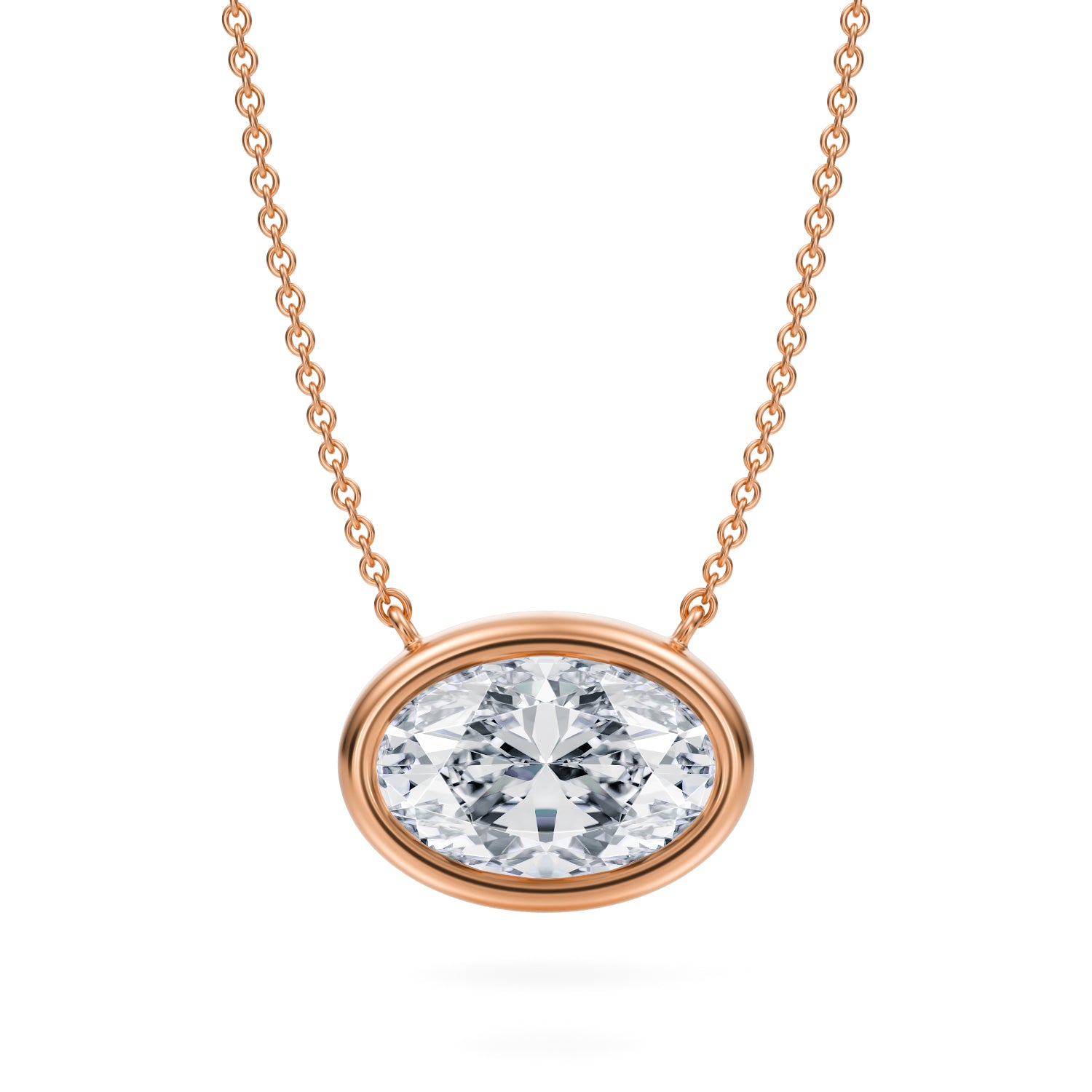 3 Carat Oval Bezel Solitaire Pendant Necklace