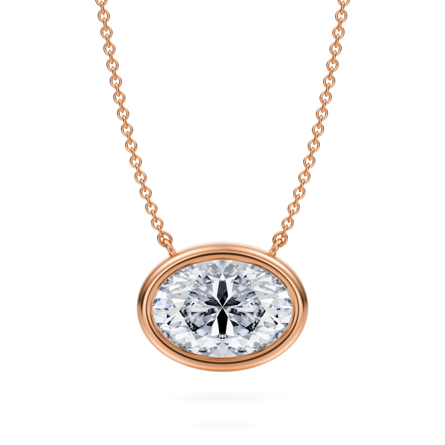 3.5 Carat Oval Bezel Solitaire Pendant Necklace