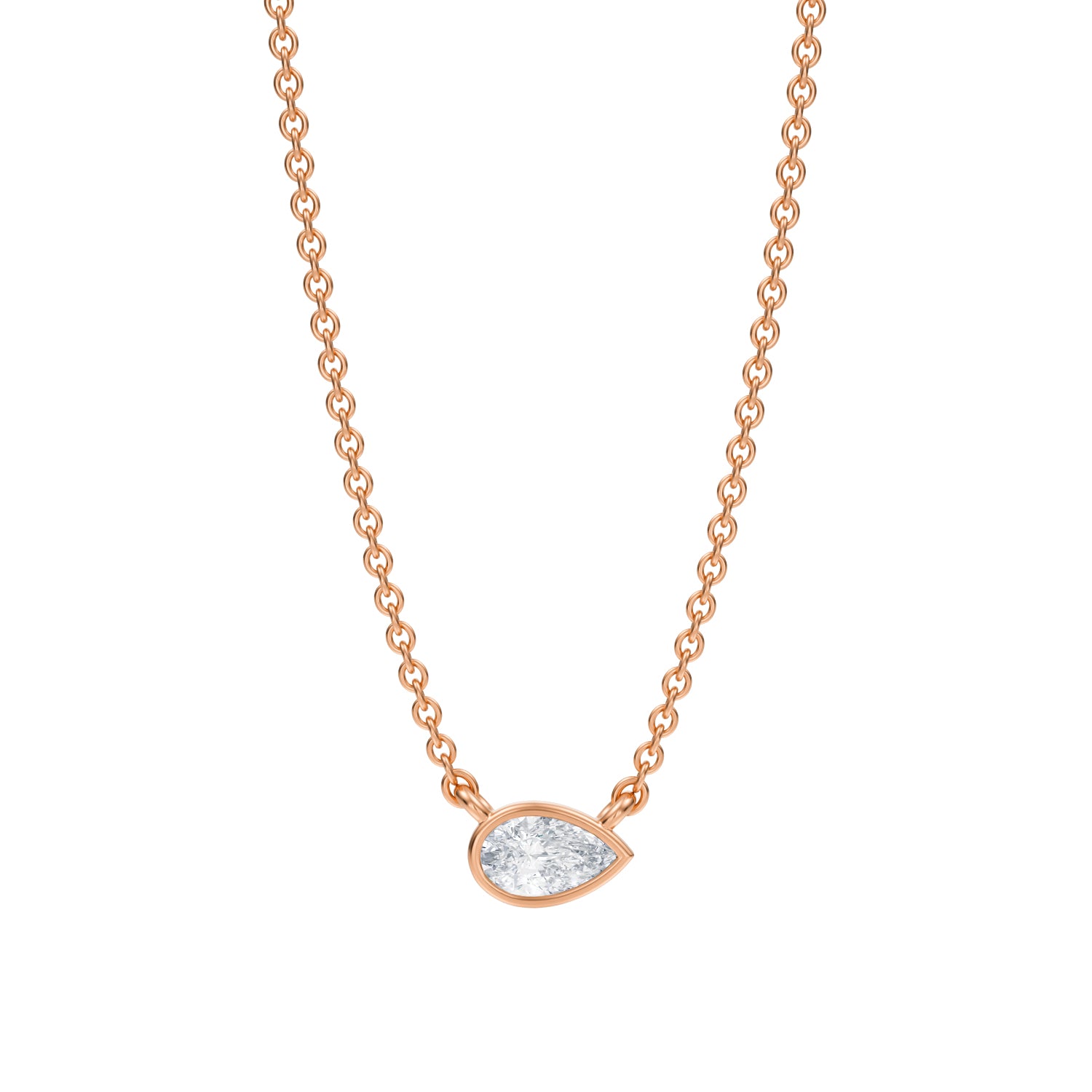 Pear Bezel Solitaire Pendant Necklace