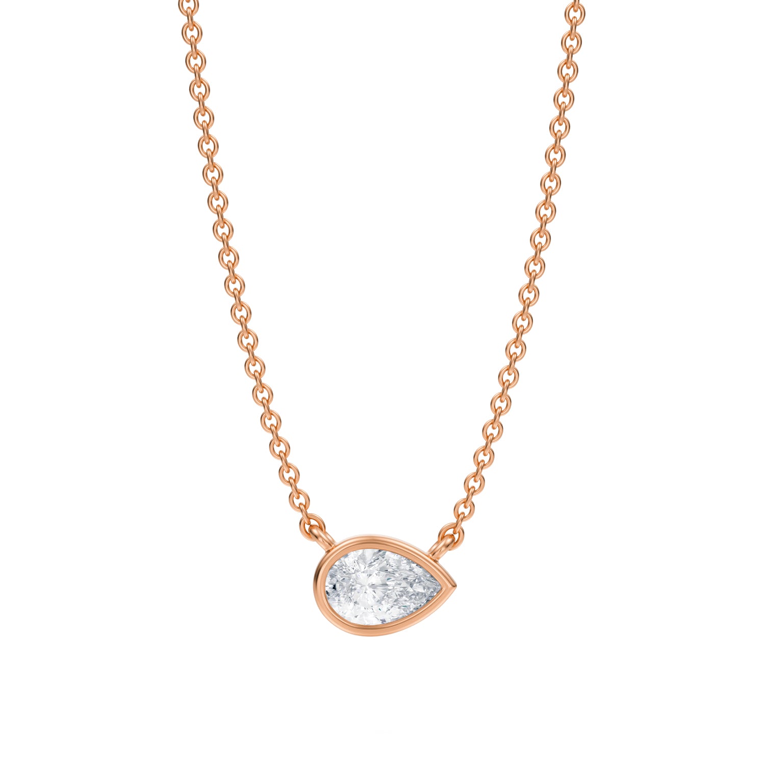 1/2 Carat Pear Bezel Solitaire Pendant Necklace